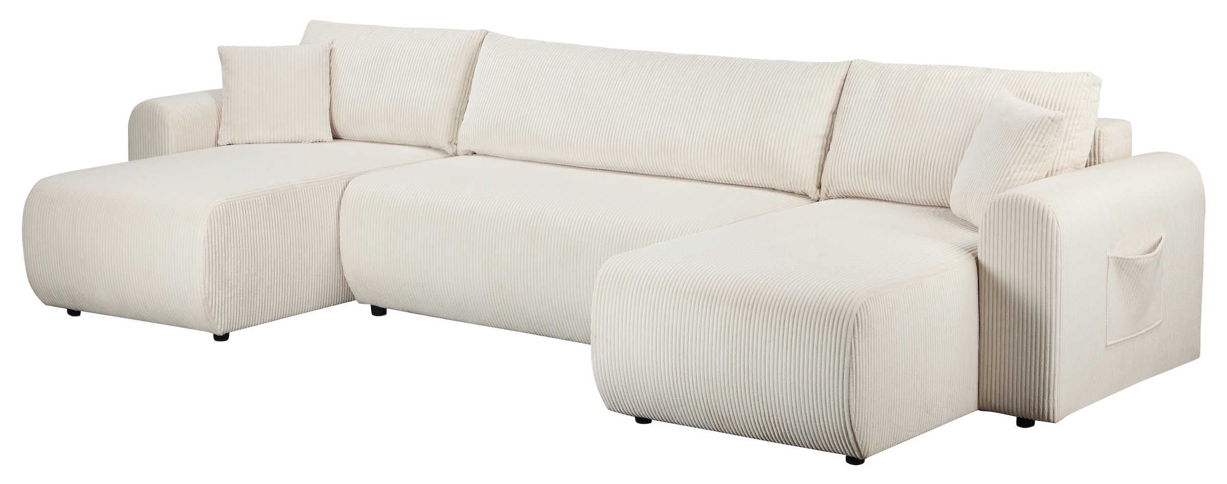 OTTO home Wohnlandschaft »JONAA, 311 cm, U-Form, Schlafsofa, Boxspringfederung, Cord u. Struktur« 133/270cm, Bettkasten, Seitentaschen, Cord und Struktur