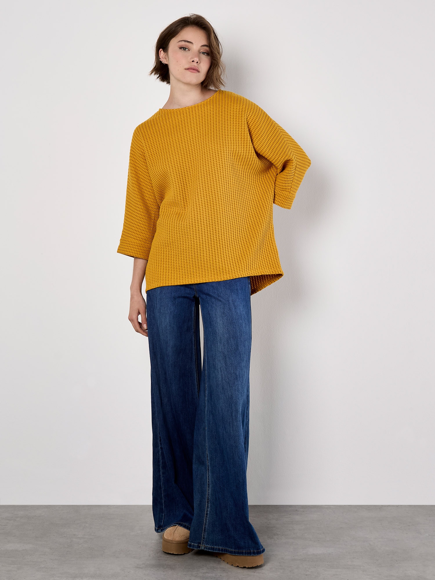 Apricot Fledermauspullover »Oversized-Pullover« in Waffeloptik