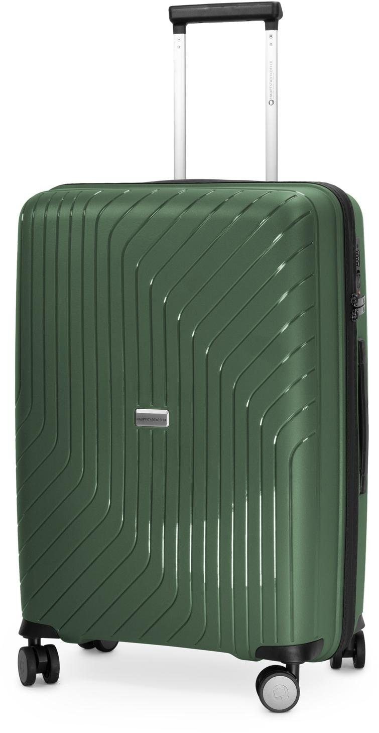 Hauptstadtkoffer Hartschalen-Trolley »TXL, 66 cm, dunkelgrün«, 4 Rollen, Hartschalen-Koffer Koffer mittel groß Reisegepäck TSA Schloss