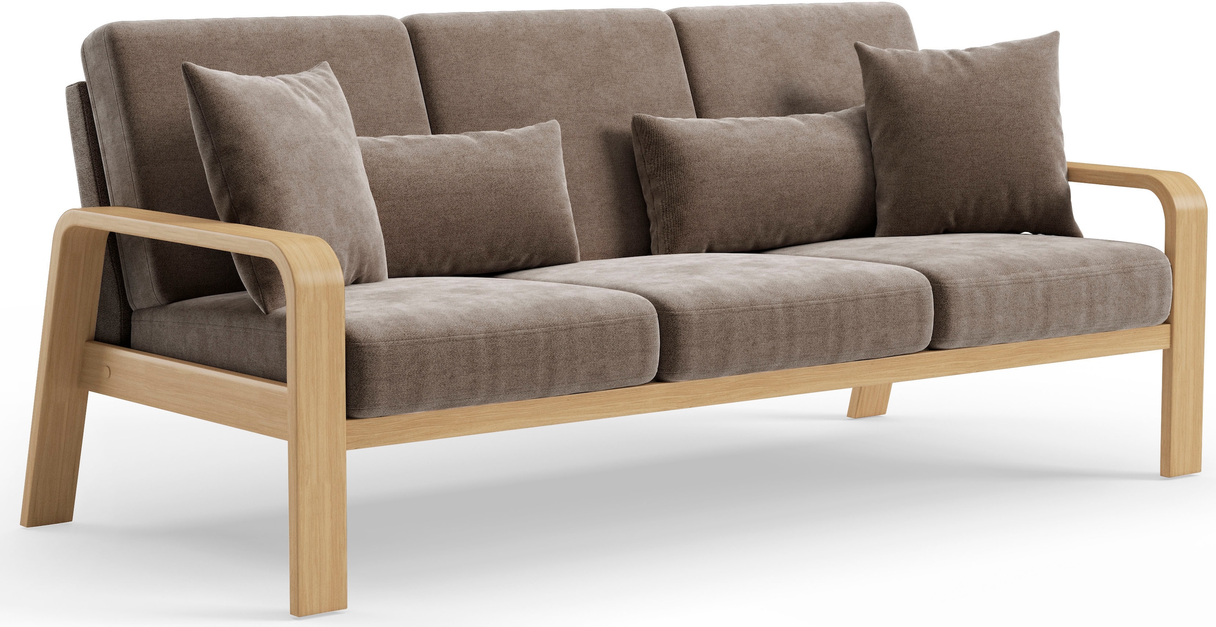sit&more 3-Sitzer »Kolding«, Armlehnen aus Buchenholz in natur, verschiedene Bezüge und Farben