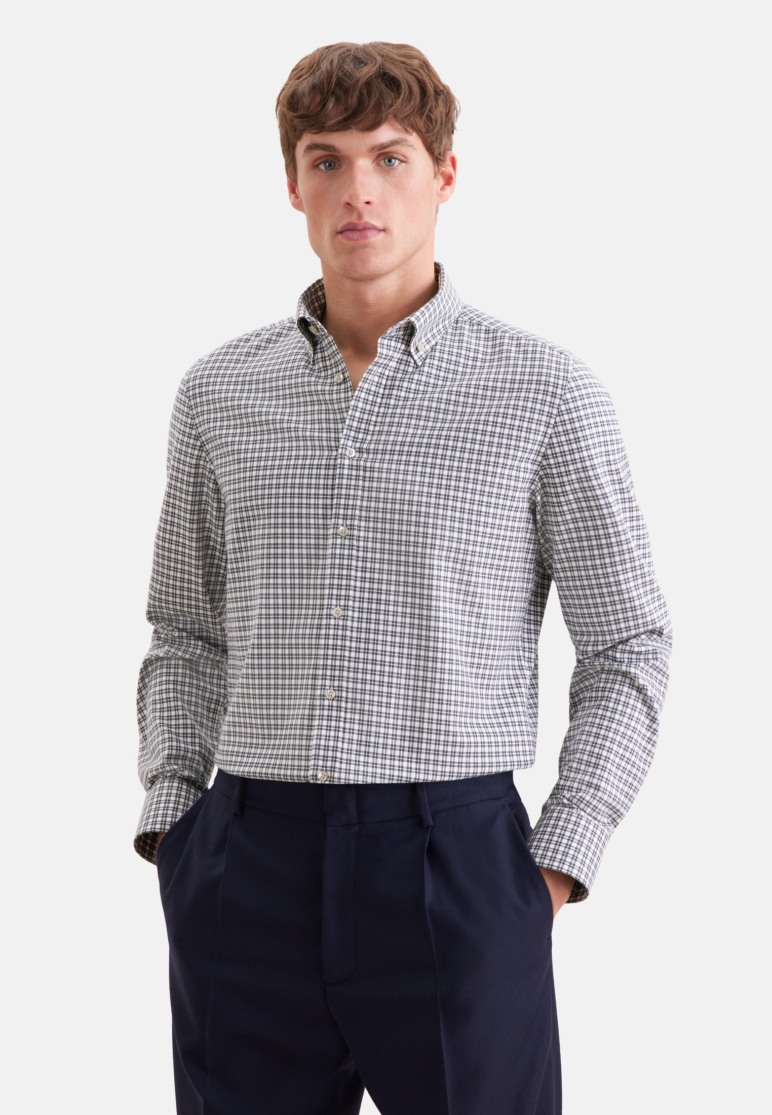 seidensticker Flanellhemd »Schwarze Rose« Slim 1/1 Button-Down-Kragen Karo