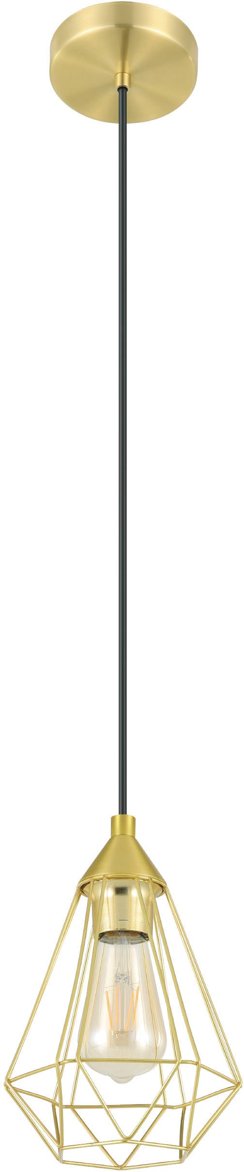 EGLO Hängeleuchte »TARBES Hängelampe, E27, Stahl, Esszimmerlampe, Vintage, IP20, Lampe«, Leuchtmittel E27 | Leuchtmittel wechselbar-ohne Leuchtmittel, Pendellampe, Esstisch, H130 x Ø17,5cm, messing-gebürstet, 1X60W exkl.
