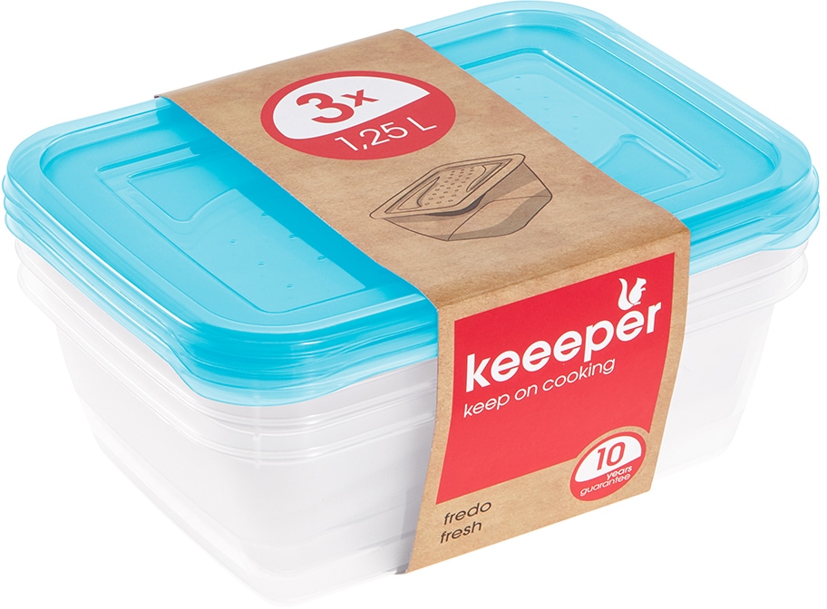 keeeper Frischhaltedose »fredo fresh«, (Set, 23 tlg.), rechteckig, 90 - 2000 ml, Unterteile und Deckel, aus Kunststoff