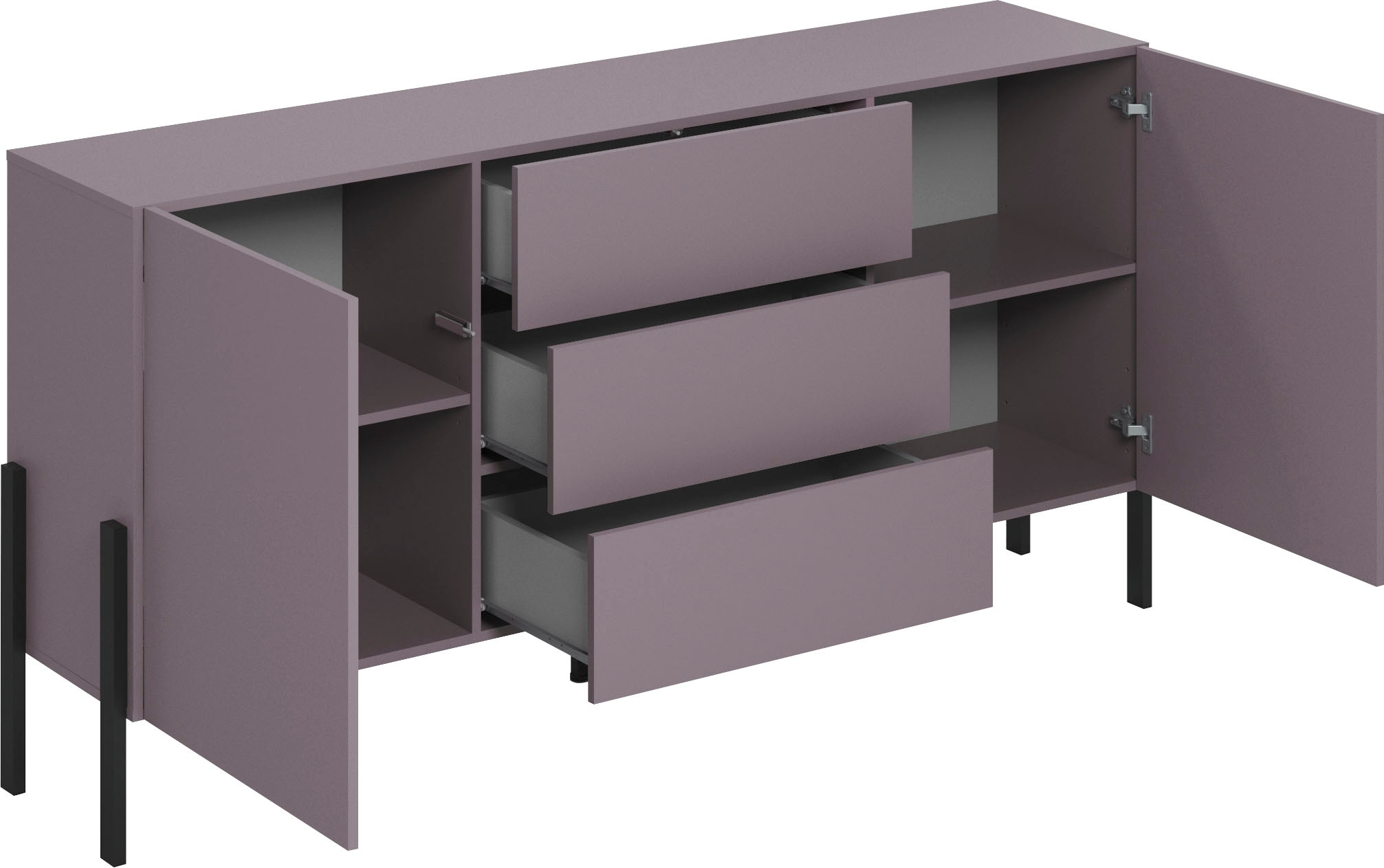 INOSIGN Sideboard »Jukon, Breite 150 bzw.180 cm, moderne grifflose Kommode«, Schubladenschrank 2 Türen/3 Schubkästen, push-to-open-Funktion