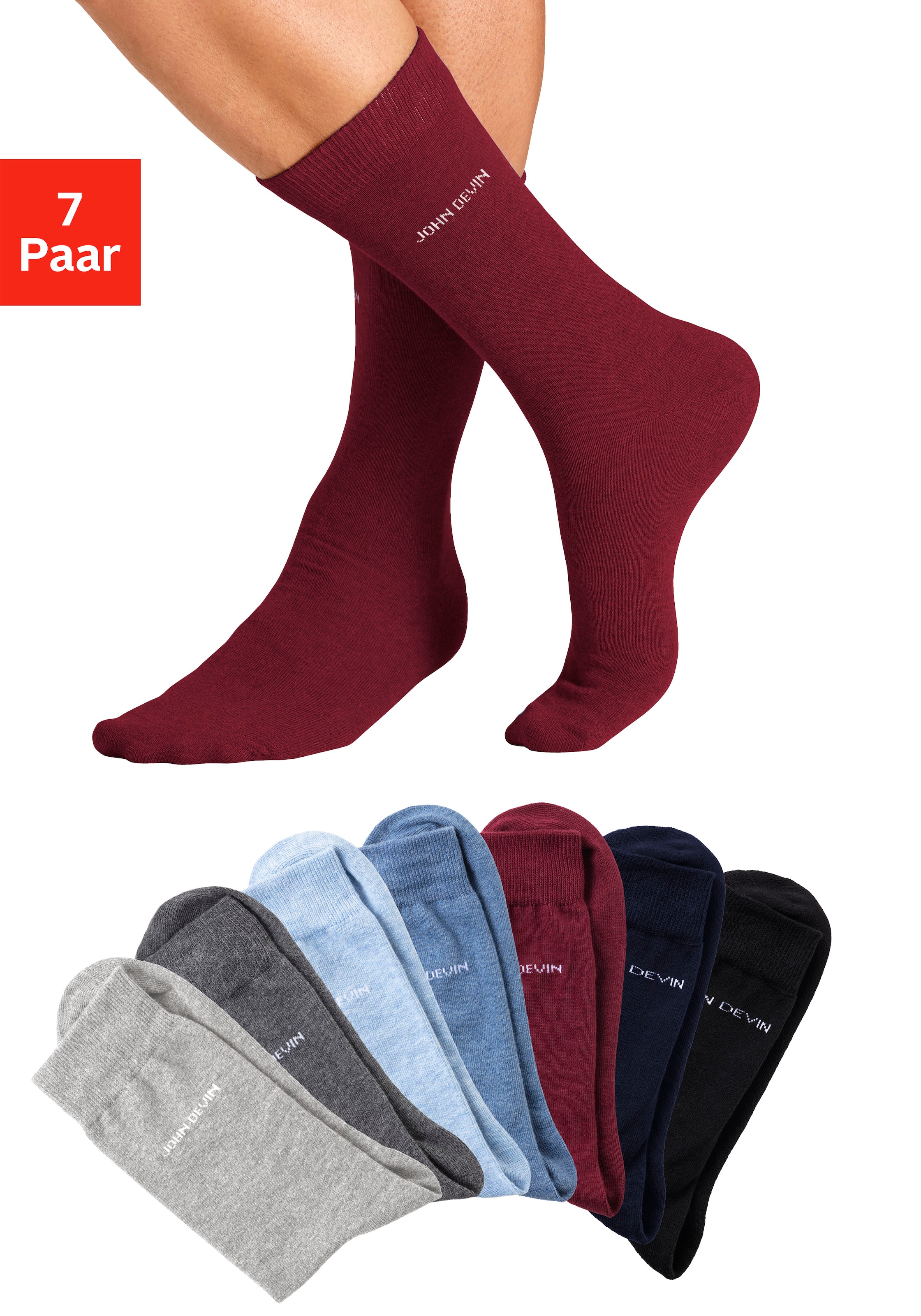 John Devin Basicsocken, (Packung, 7 Paar), für jeden Tag