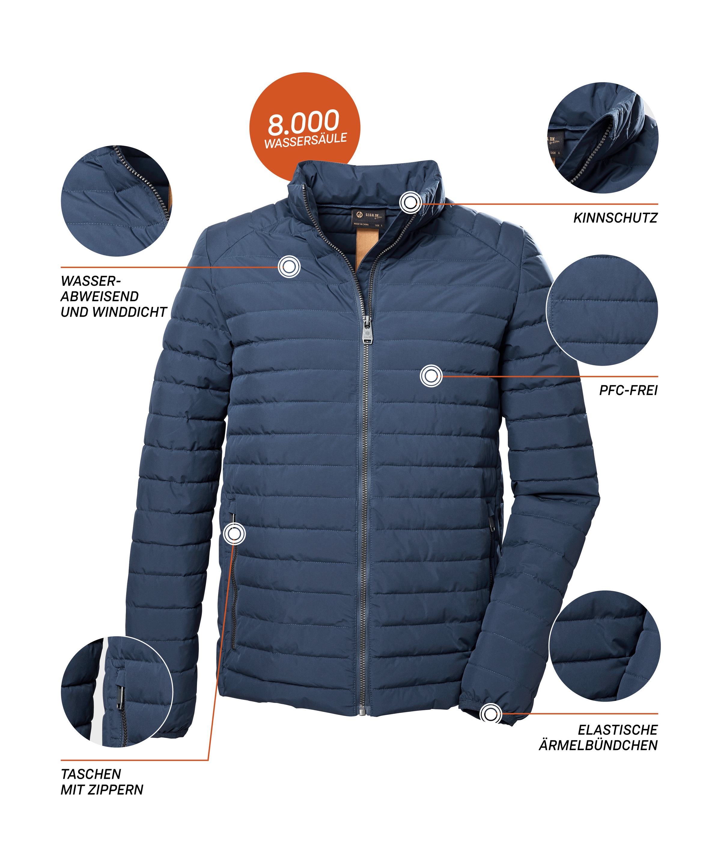 G.I.G.A. DX by killtec Steppjacke »GS 6 MN QLTD JCKT«, Wasserabweisende, winddichte Steppjacke mit 8.000 mm Wassersäule