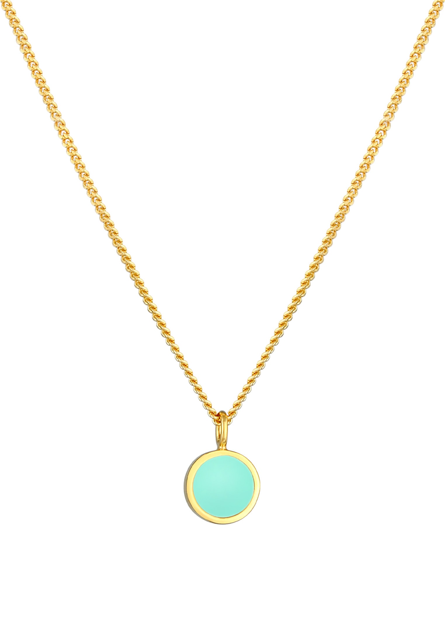 Elli Kette mit Anhänger »Halskette Basic Plättchen Rund Emaille 925 Silber«