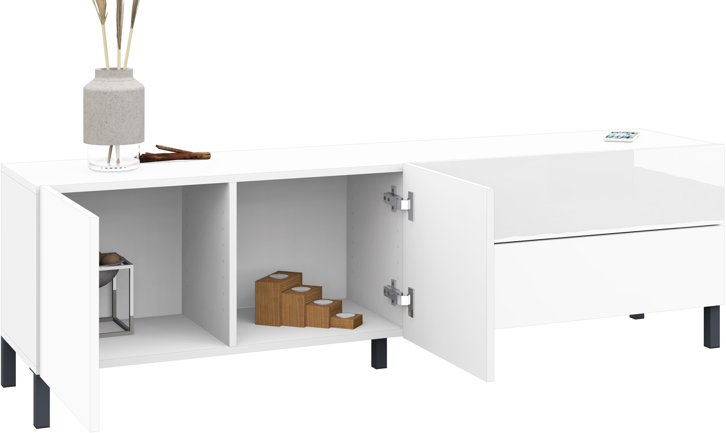 borchardt Möbel Lowboard »Sophia, TV-Schrank Breite 152 cm« Metallfüße, grifflose Optik