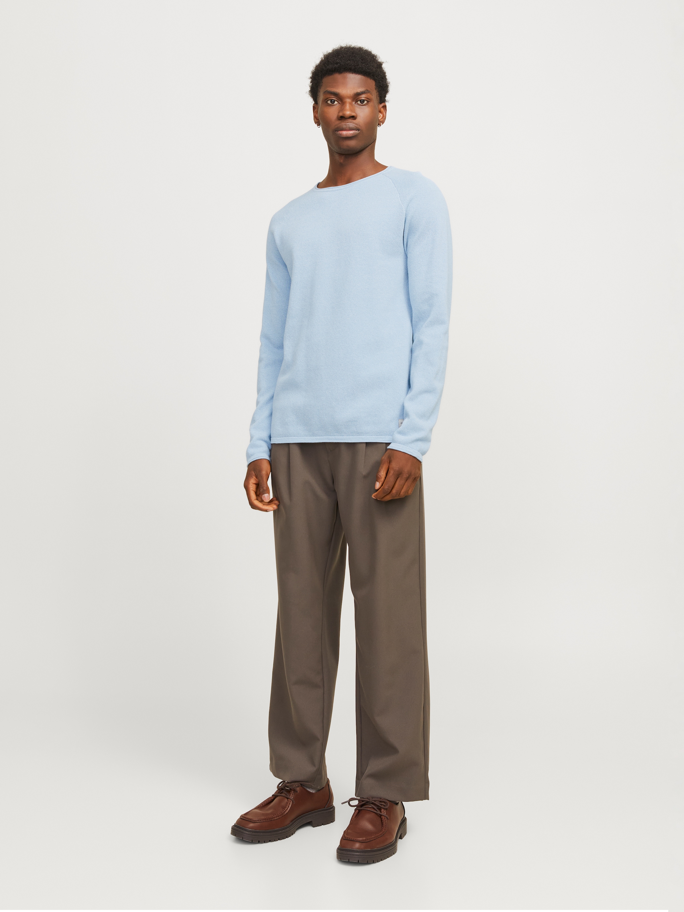 Jack & Jones Rundhalspullover »JJEHILL KNIT CREW NECK NOOS«, aus Strukturstrick