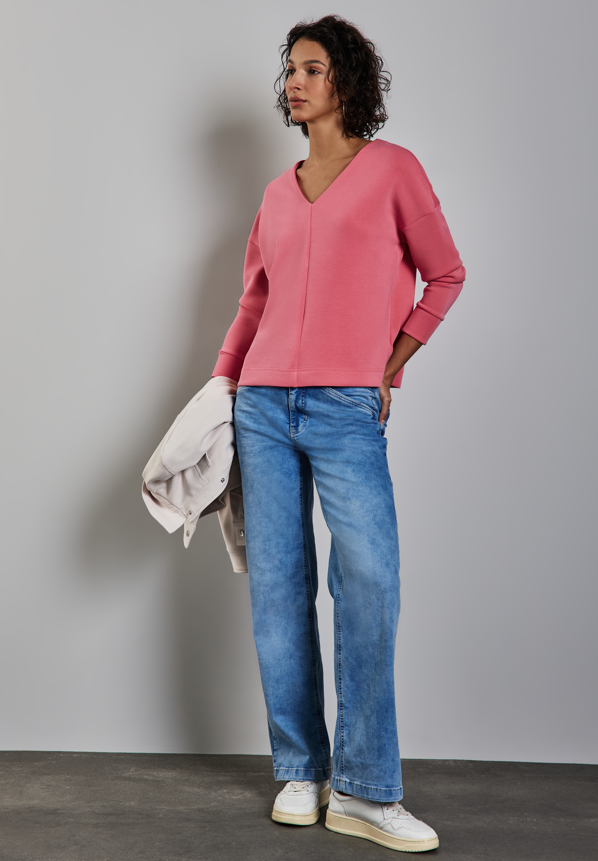 STREET ONE V-Ausschnitt-Pullover, mit Bündchen