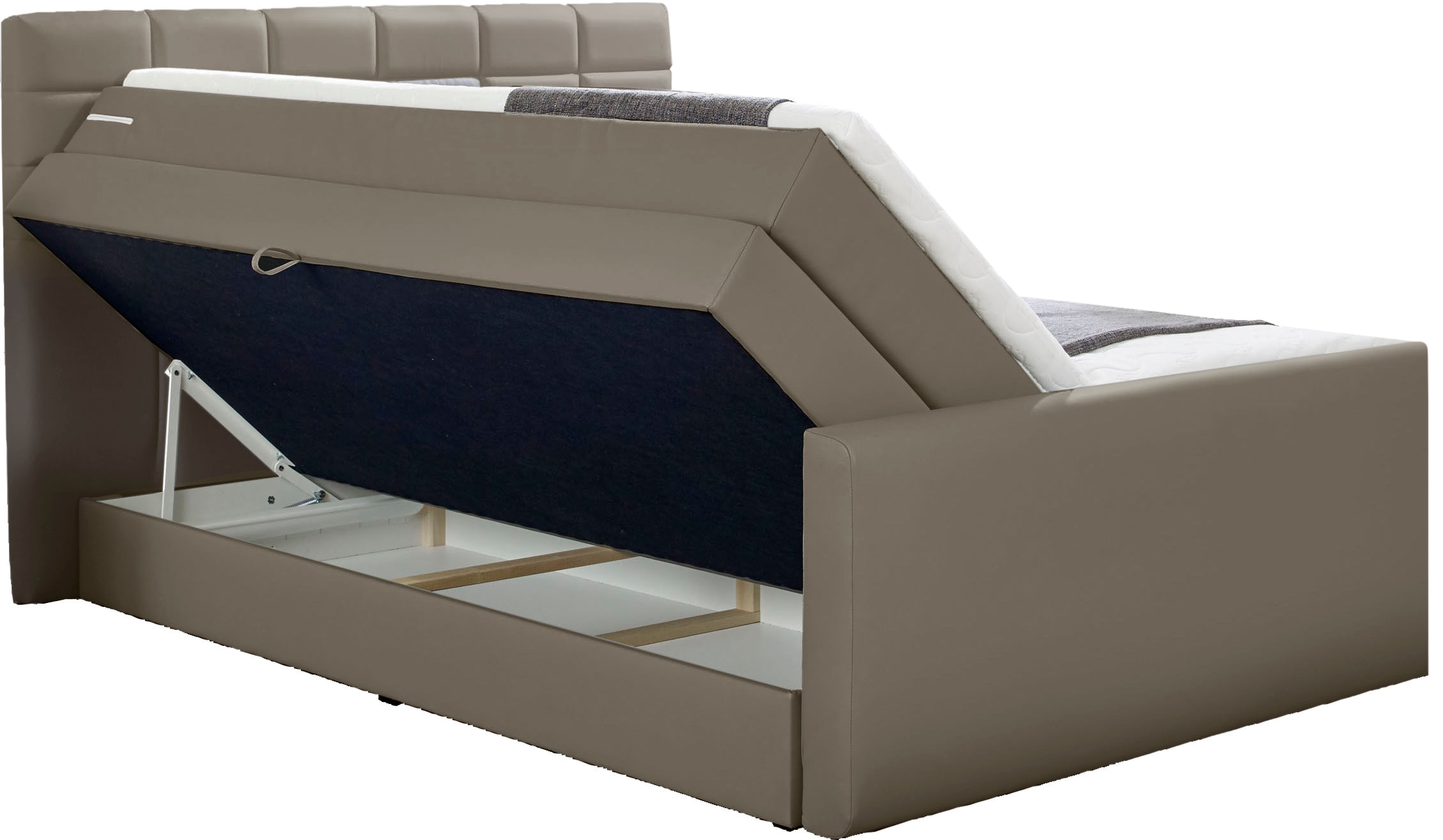 INOSIGN Boxspringbett »Lethbridge«, inkl. Bettkasten und Topper, zwei Matratzenarten in H2