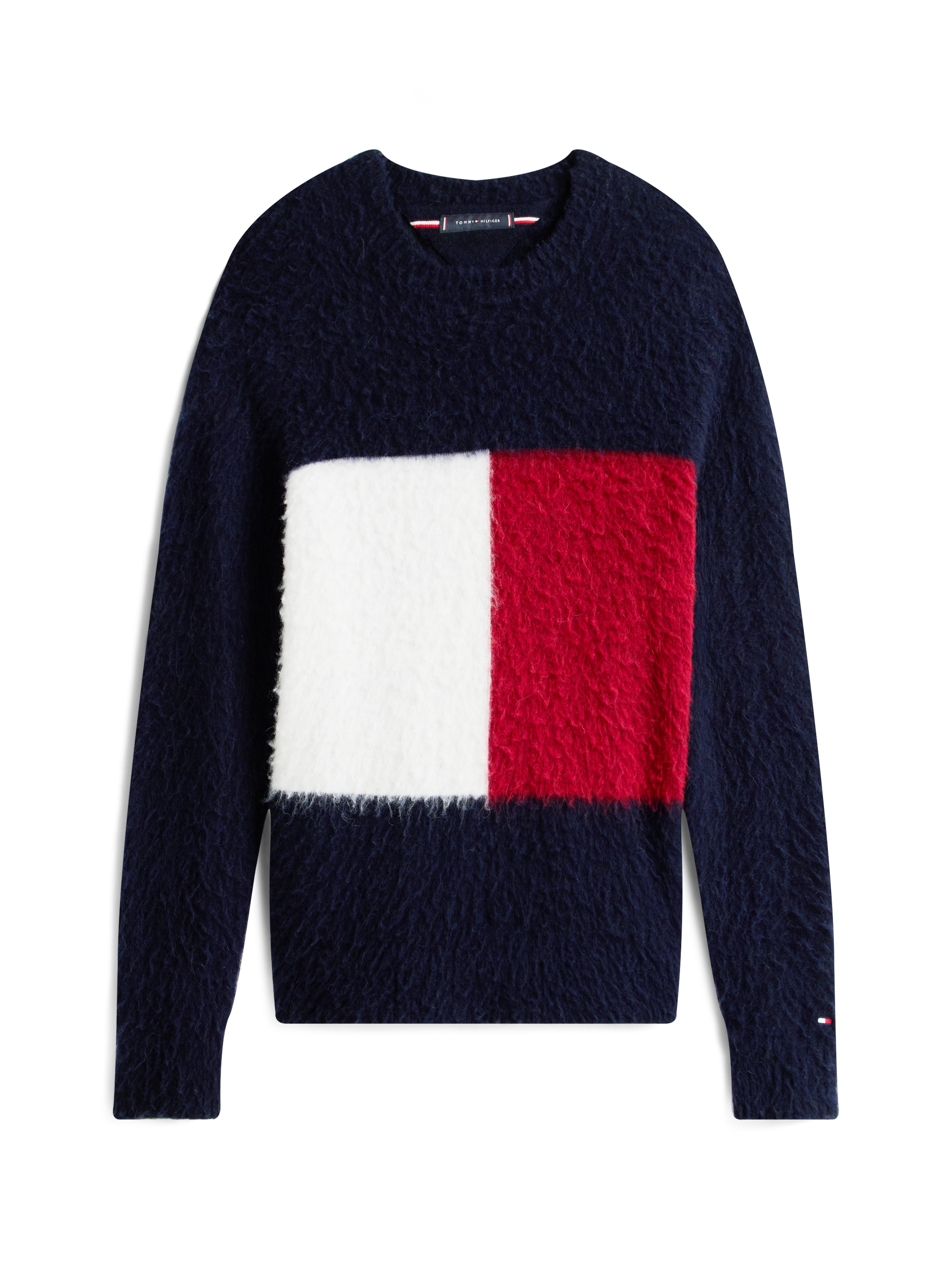 Tommy Hilfiger Strickpullover »ALPACA BLEND BIG FLAG CREW NECK« Regular fit