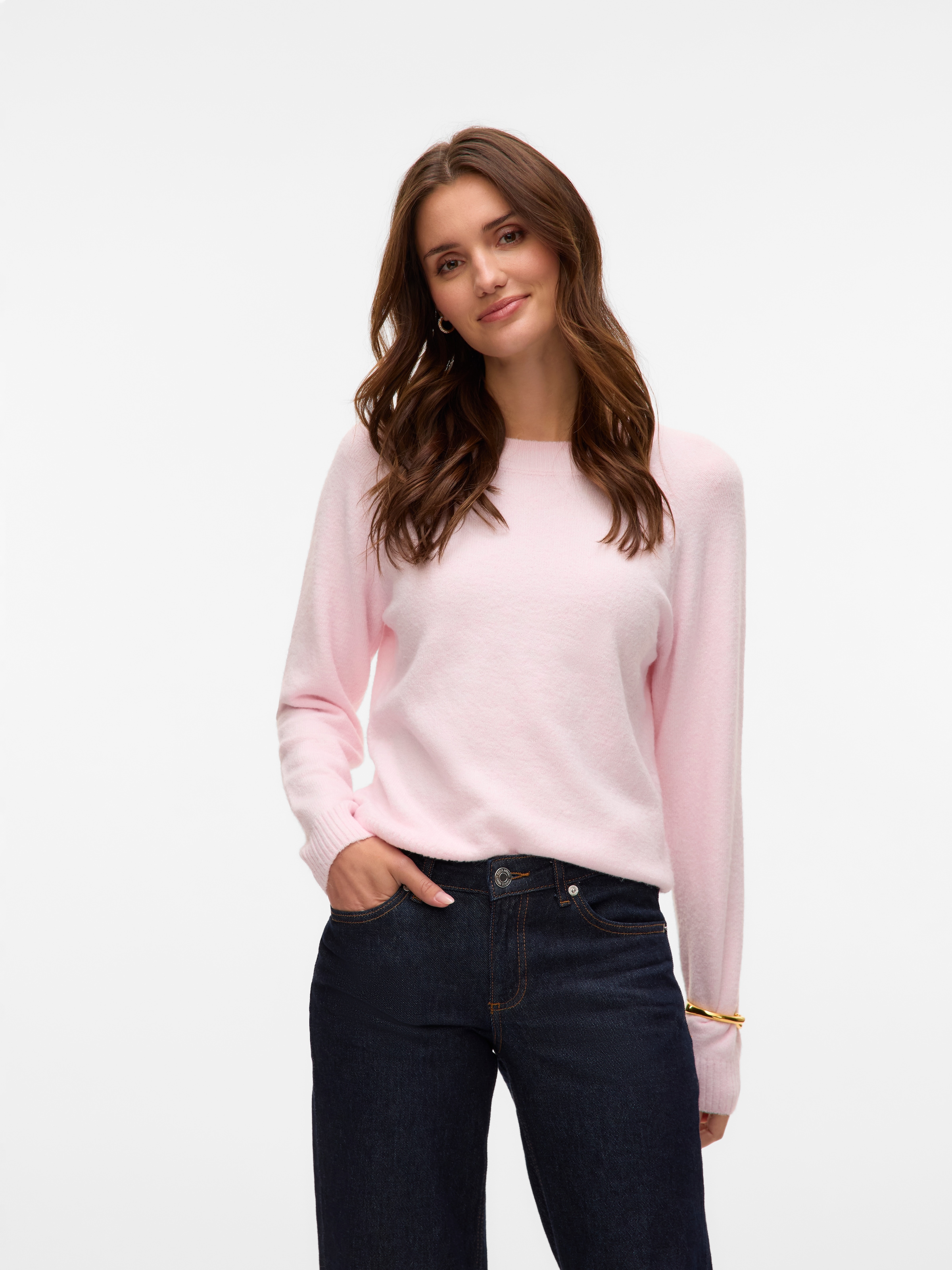 Vero Moda »VMDOFFY LS O-NECK BLOUSE GA NOOS« Materialmix, regular fit