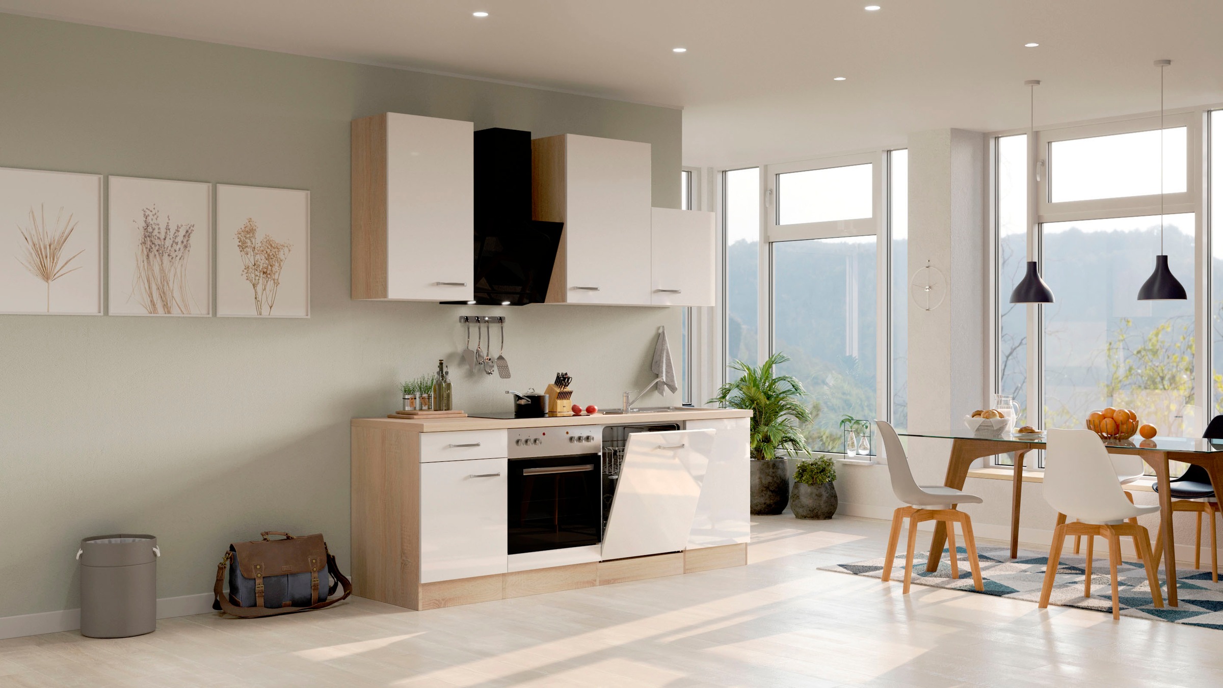 Flex-Well Küchenzeile »Florenz« mit E-Geräten, Breite 220 cm, in vielen Farbvarianten erhältlich