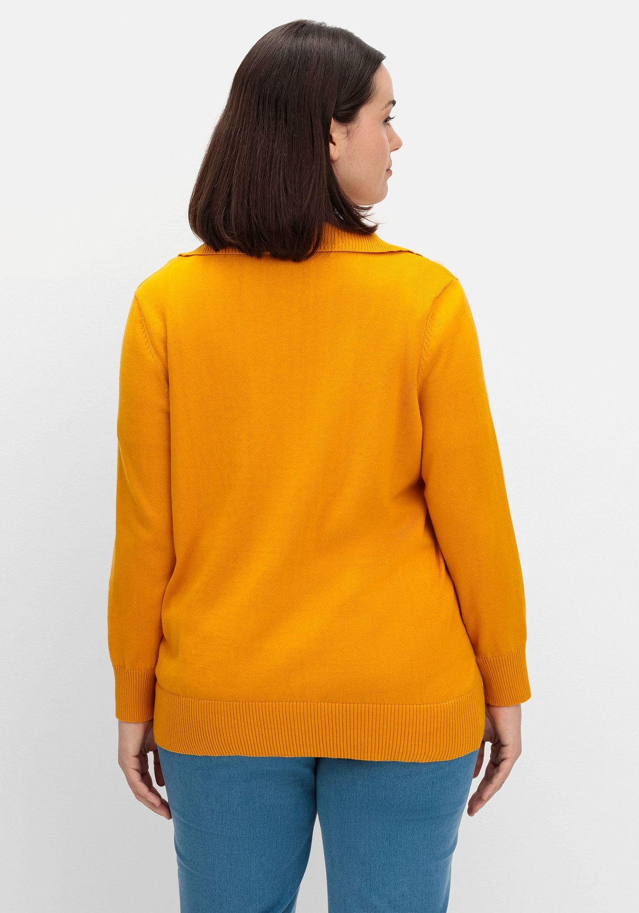 Sheego Strickpullover »Pullover aus Baumwolle, mit Troyerkragen«