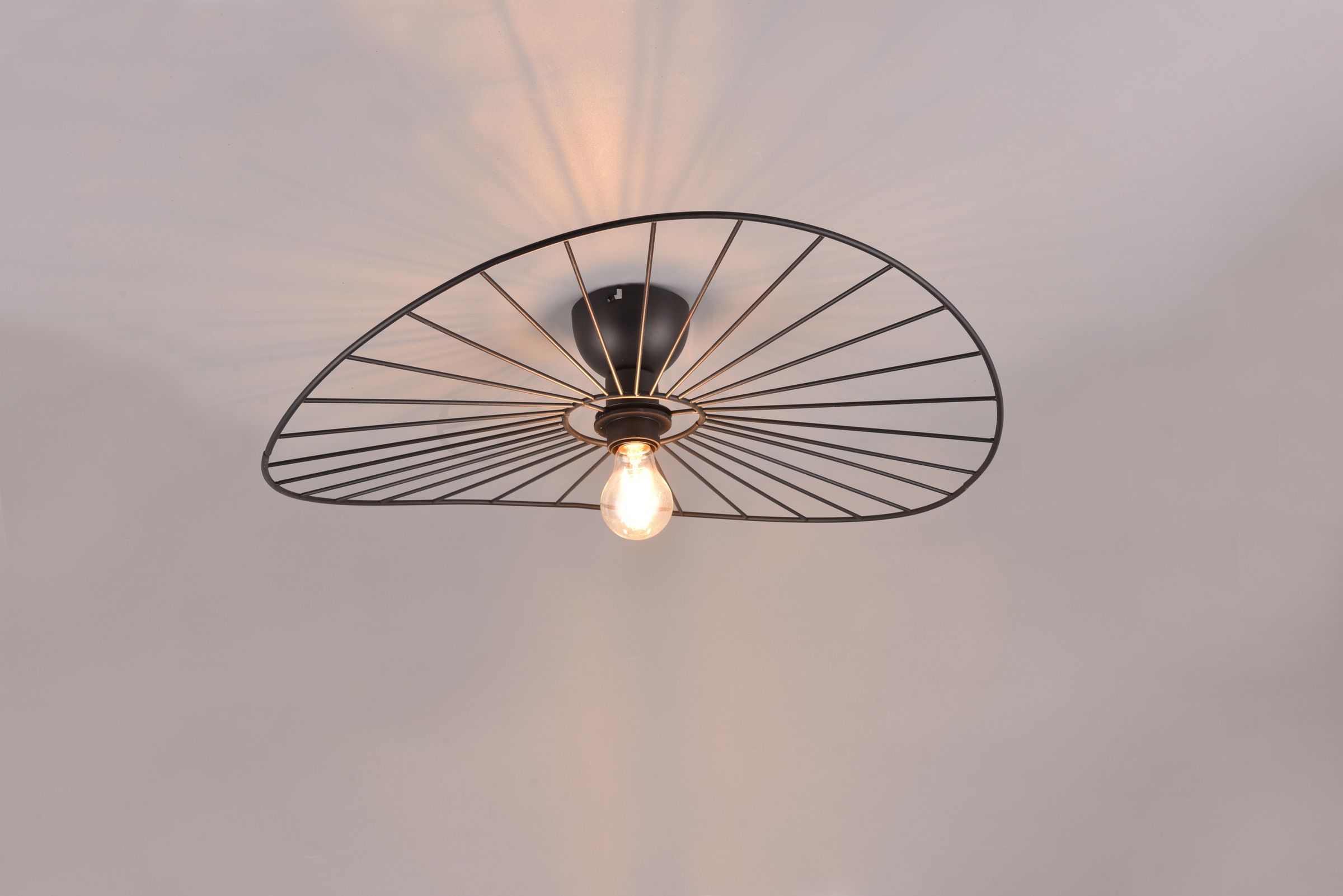 REALITY Leuchten Deckenleuchte »CHAPEAU, Deckenlampe exkl 1xE27 max 40W Ø60cm Schlafzimmer Deckenlampe«, 1 flammig, Leuchtmittel E27 | Leuchtmittel wechselbar, Lampenschirm aus filigranen Metallstreben sorgt für Schatten Effekte