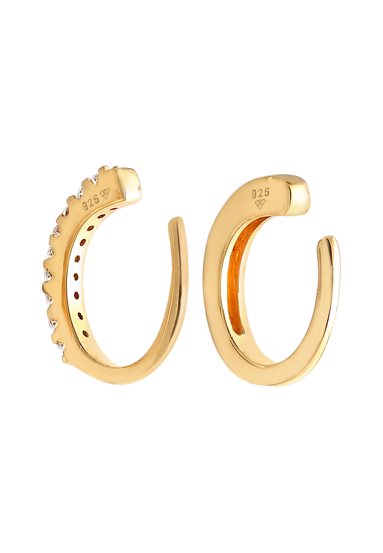 Elli Paar Ohrklemmen »Ohrringe Single Earcuff Basic Zirkonia 2er Set 925 Silber«