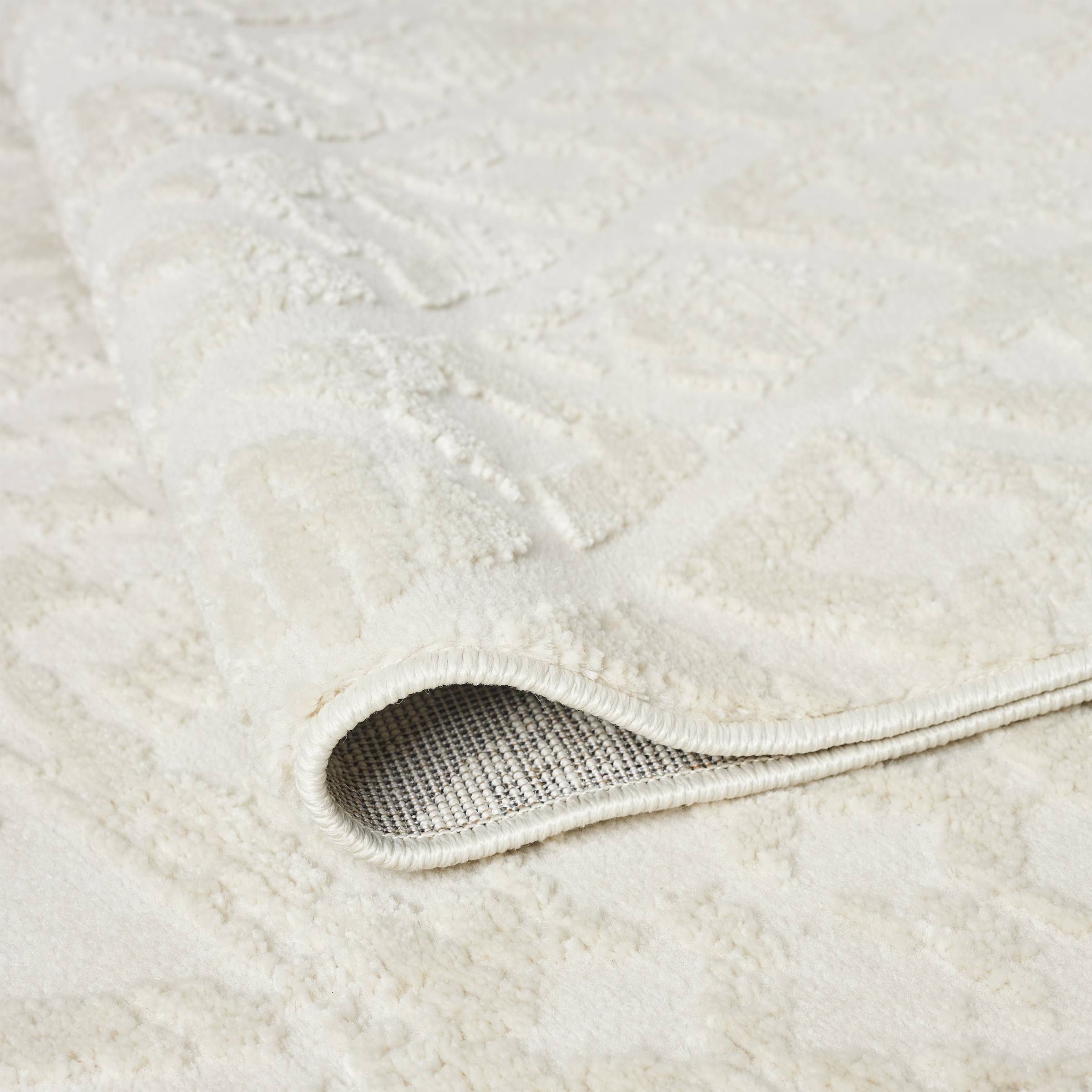 OTTO home Teppich »Ribeyret« rechteckig 11 mm Höhe mit Fransen, Hoch-Tief-Struktur, Woll-Look, Boho-Style, Wohnzimmer