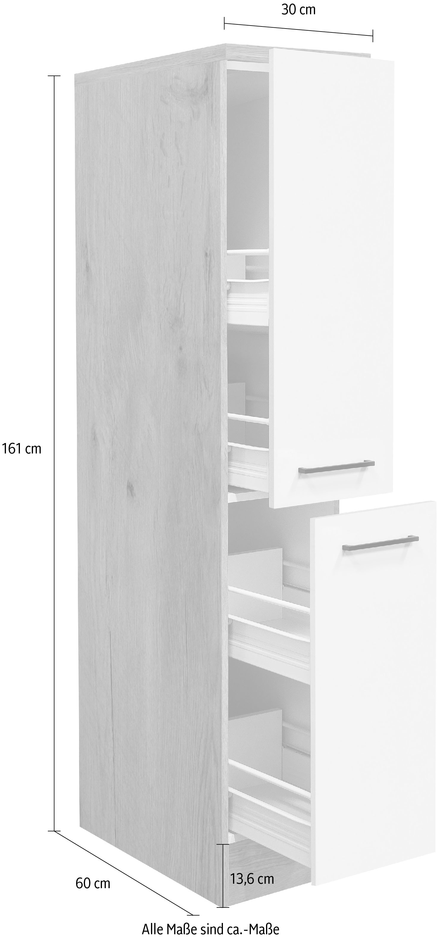 Flex-Well Apothekerschrank »Morena«, (B x H x T) 30 x 161 x 60 cm, mit 4 Ablagen