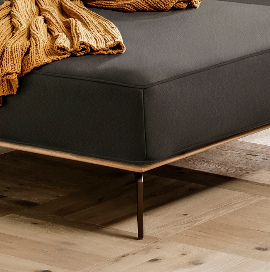 W.SCHILLIG Ecksofa »run, Designsofa mit tollem Sitzkomfort, bequem, L-Form«, mit Holzsockel, Füße in Bronze pulverbeschichtet, Breite 319 cm