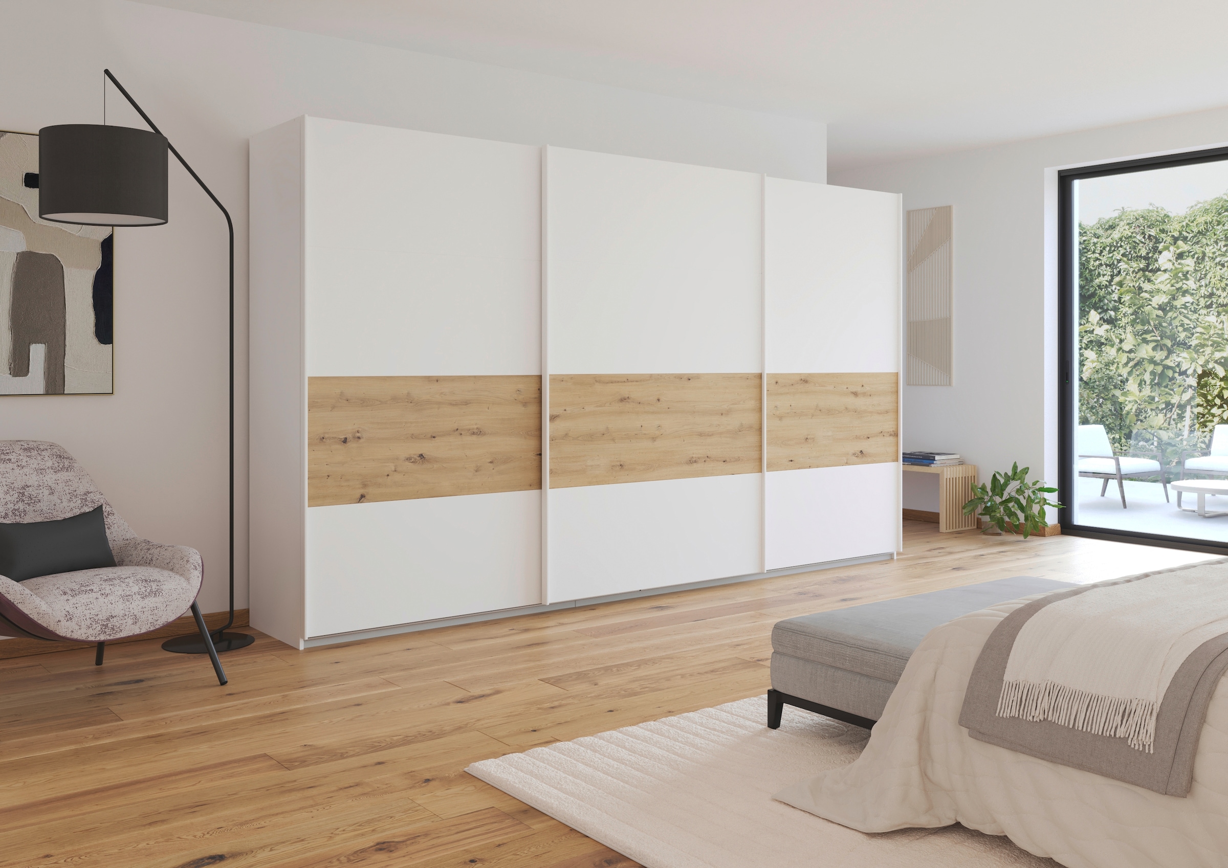 rauch Schwebetürenschrank »Schwebetürenschrank Kleiderschrank Schrank Garderobe CORTONA«, inkl. Inneneinteilung, 2 Stoffboxen und zusätzlichen Einlegeböden