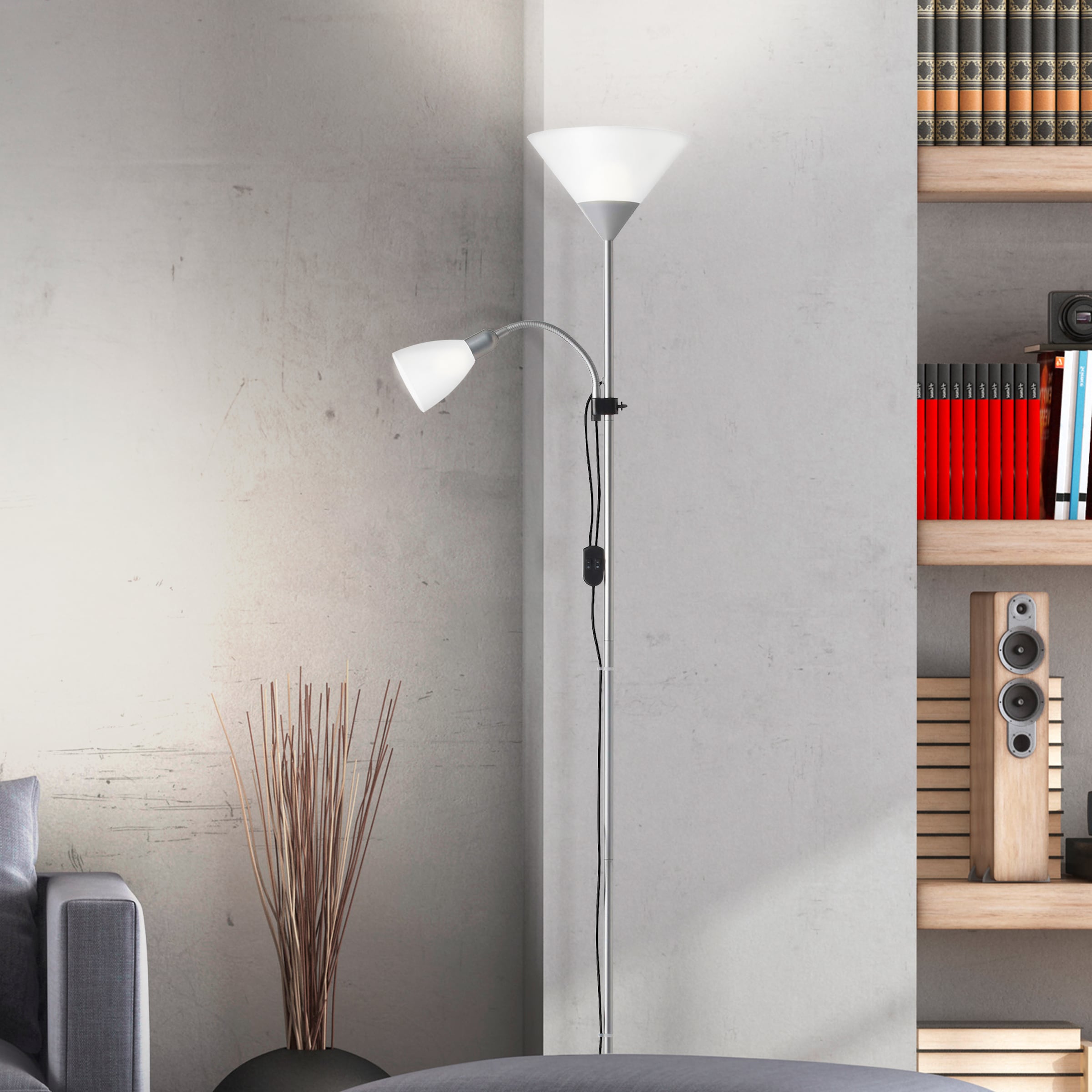 Brilliant Deckenfluter »Spari« E14 | E27 1 Stk. 180 cm Höhe, Ø 25 cm, E27 + E14, Aluminium/Kunststoff