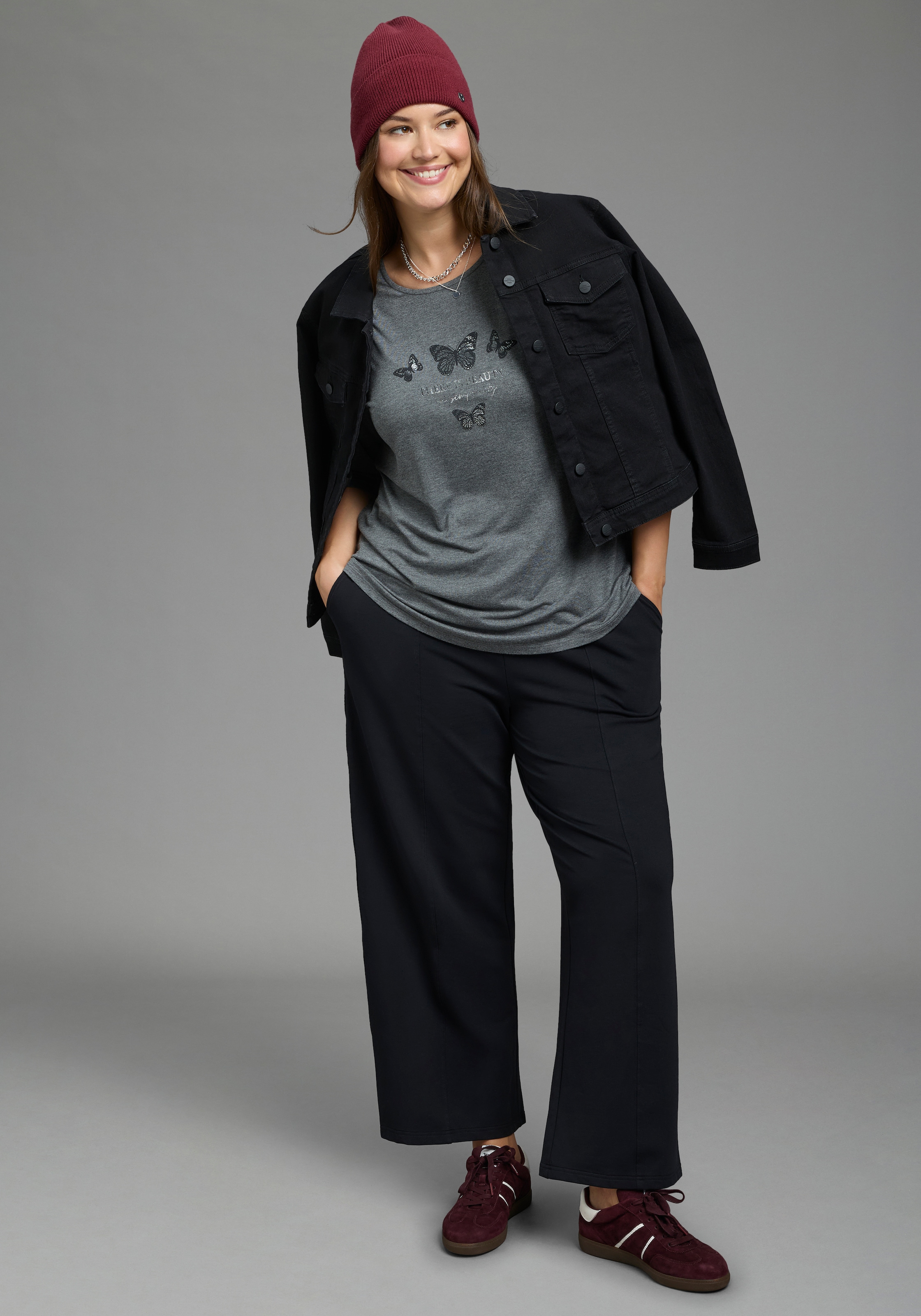 Laura Scott CURVE 3/4-Arm-Shirt »Große Größen« figurumschmeichelnd, hüftbedeckend, mit Rundhalsausschnitt