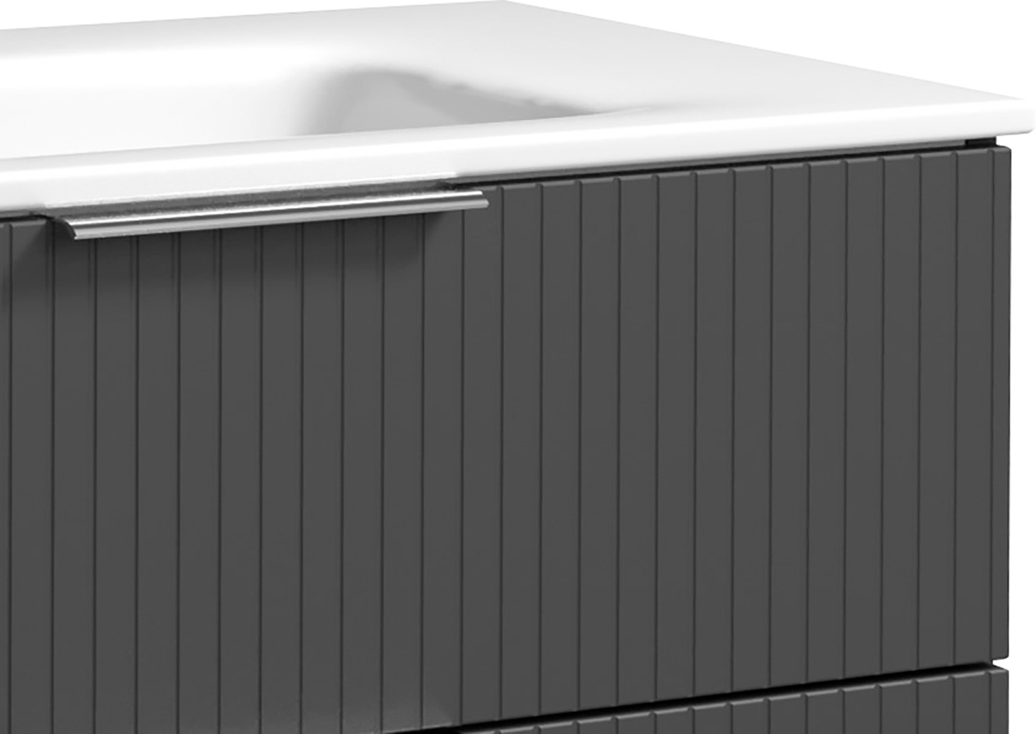 welltime Waschtisch »G-Line«, mit Keramik Waschbecken, Schubladen mit Softclose, trendig geriffelt