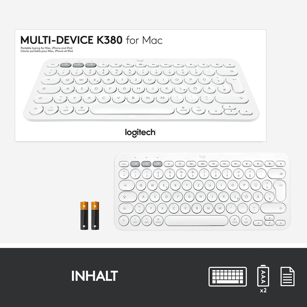 Logitech Apple-Tastatur »K380 offwhite«, (Easy-Switch-iOS Sondertasten)