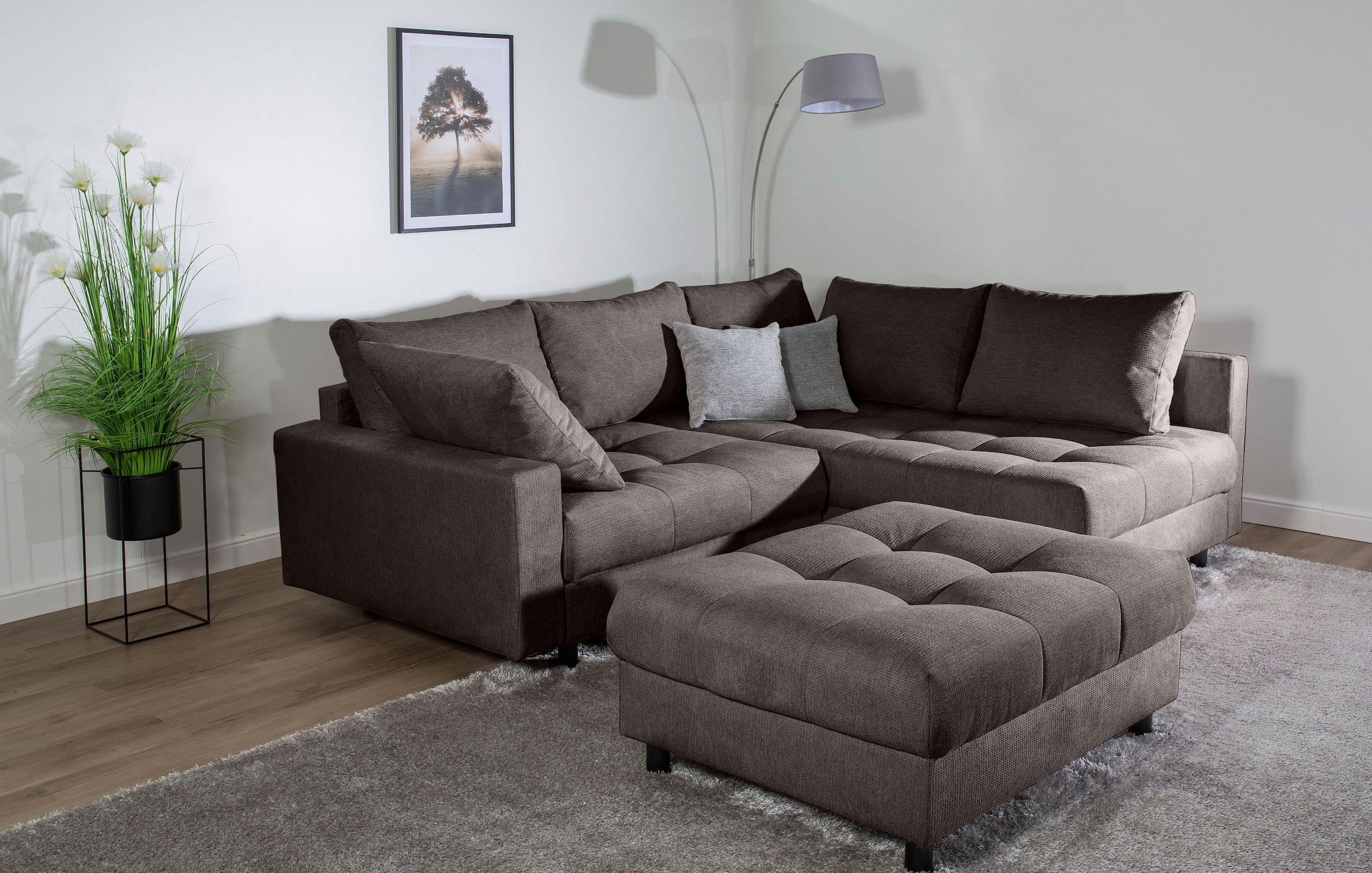 Home affaire Ecksofa »Toni L-Form«, Ottomane beidseitig montierbar, Federkern-Polsterung