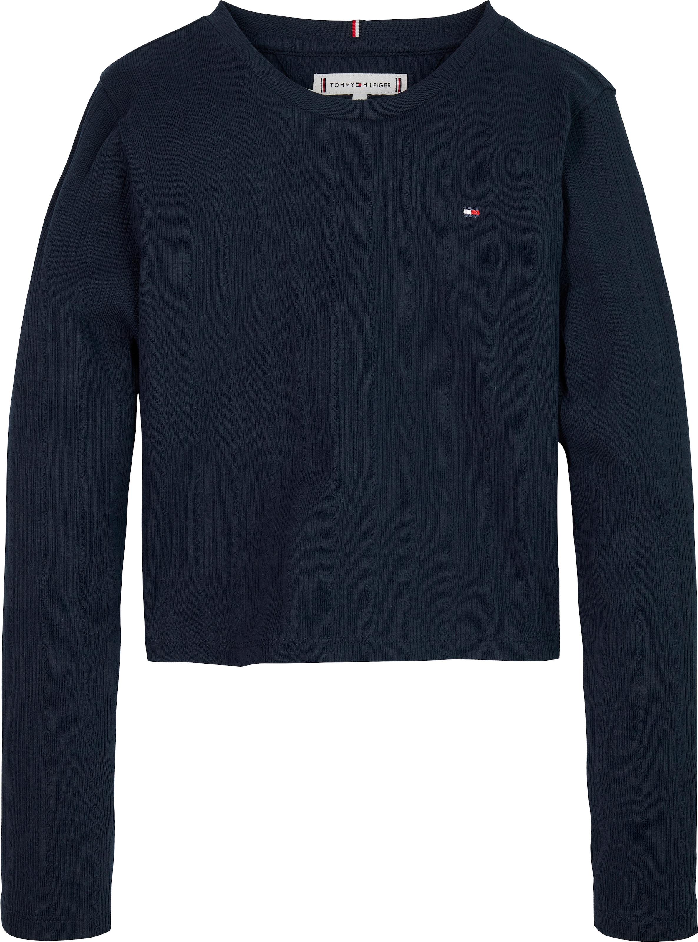Tommy Hilfiger Langarmshirt »POINTELLE TOP LS« für Kinder bis 16 Jahre, mit Logo-Druck