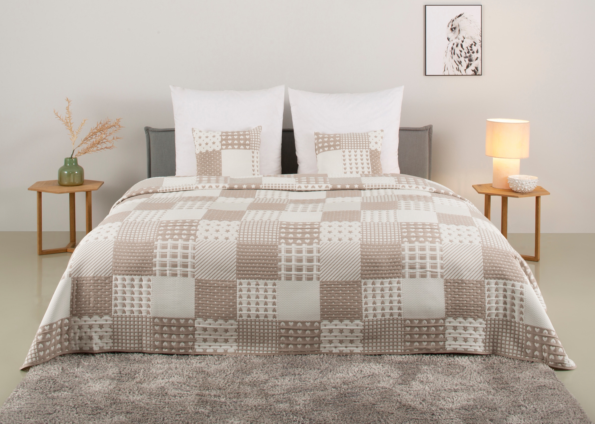 OTTO home Tagesdecke "Gretje gesteppte Tagesdecke für Kinder, Tagesdecke im Patchwork-Design"