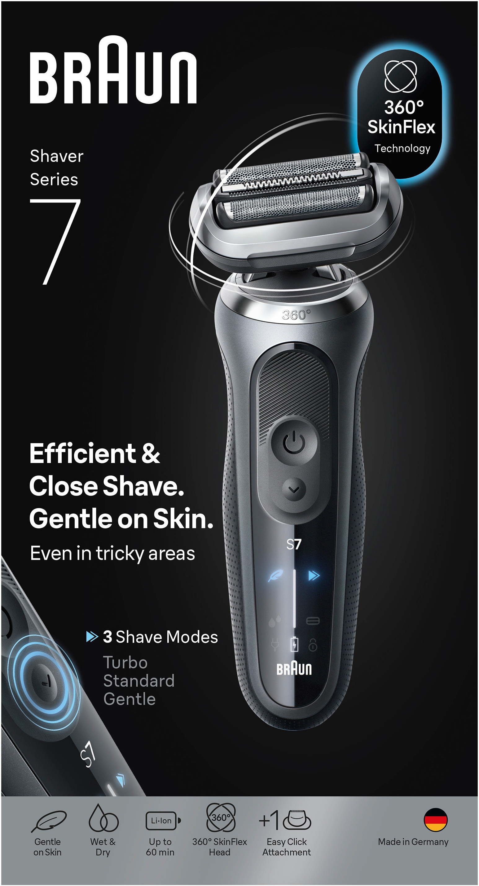 Braun Elektrorasierer »Series 7 72-G1200s« 1 Stk. Aufsätze Bis zu 60 Min, Präzisionstrimmer-Aufsatz, 100% wasserdicht