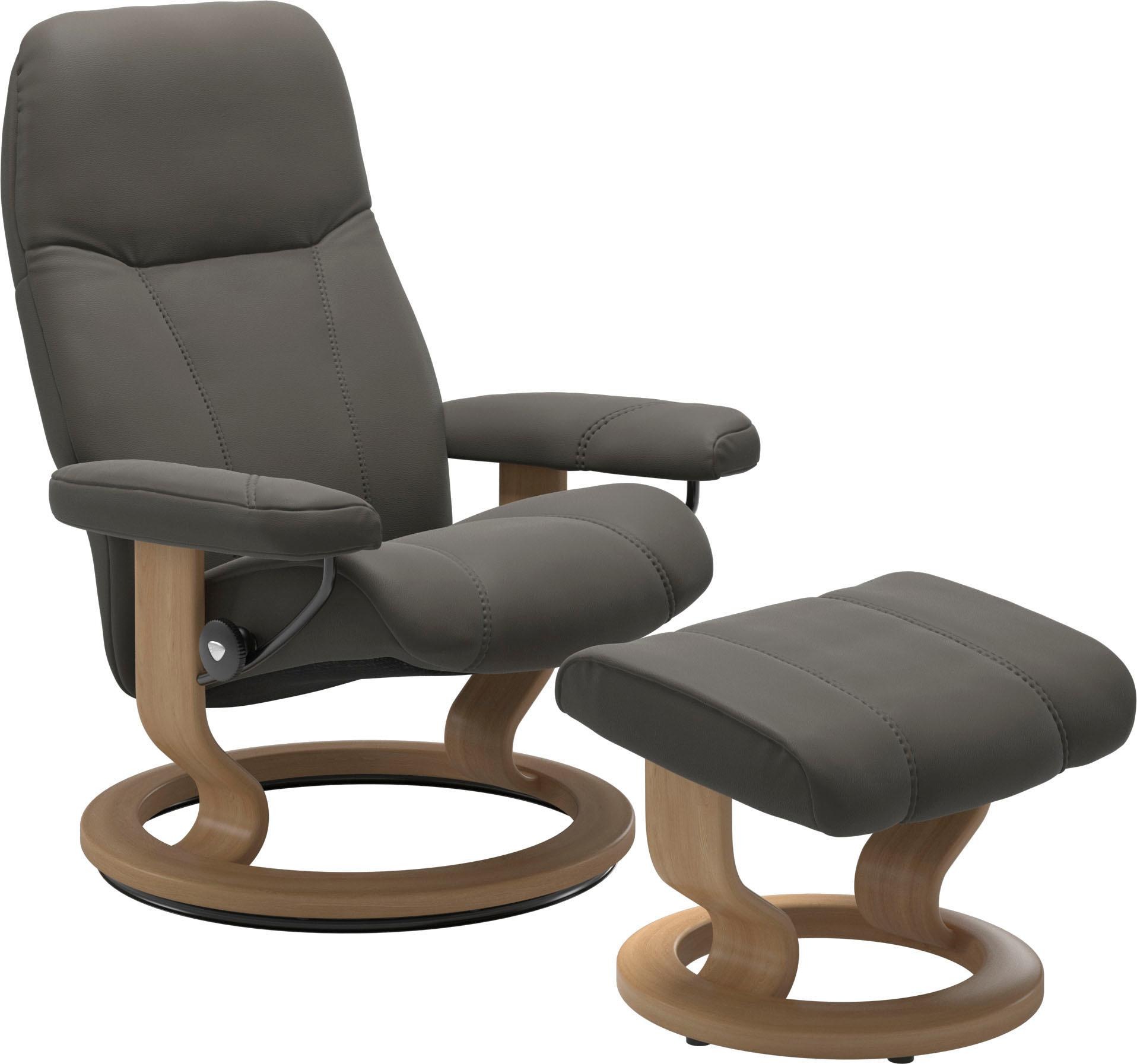 Stressless® Relaxsessel »Consul«, (Set, Relaxsessel mit Hocker), mit Hocker, mit Classic Base, Größe M, Gestell Eiche