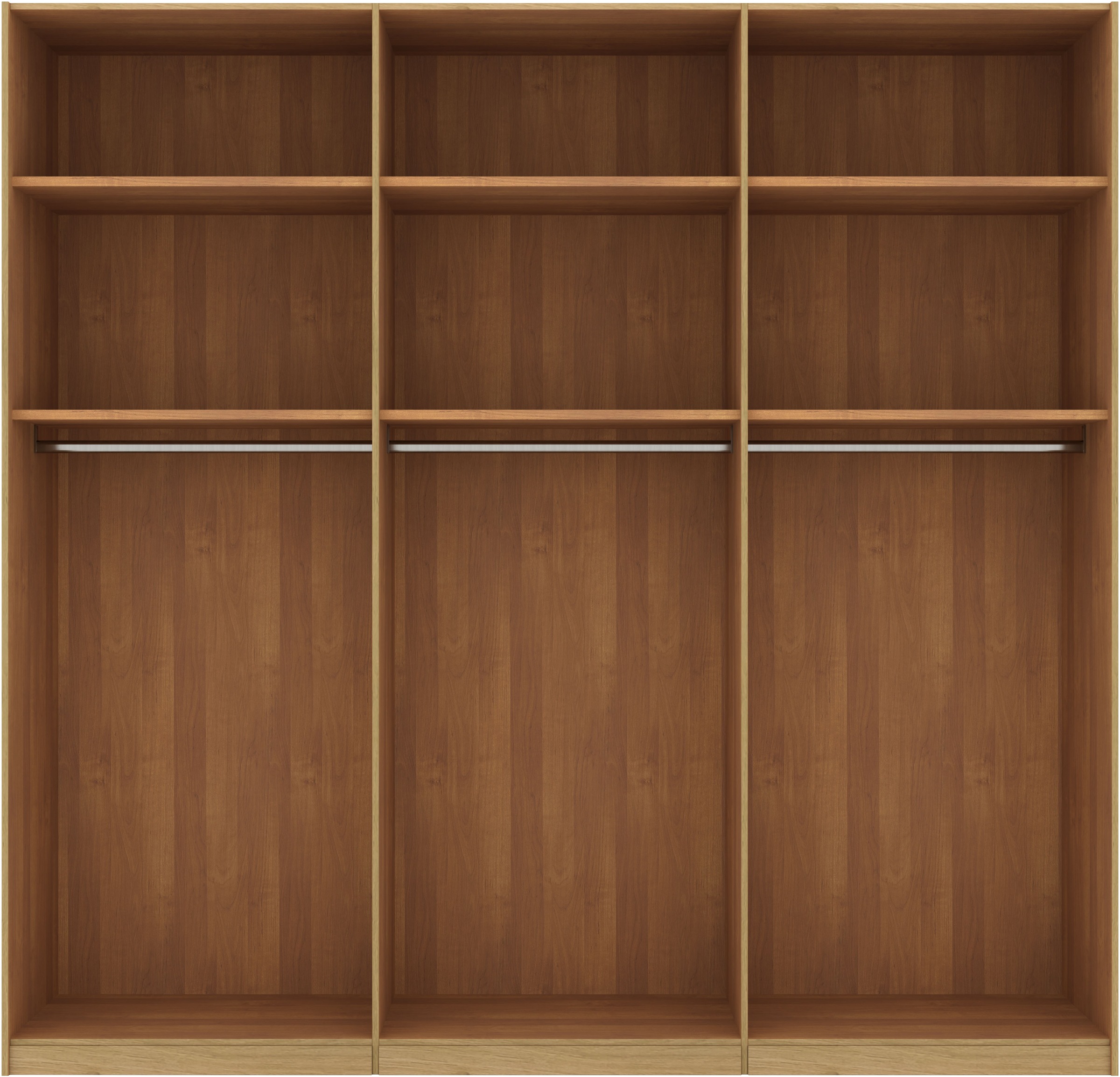 Musterring Schwebetürenschrank »Savona, Kleiderschrank, Schrank, Garderobe, mit Schiebetüren«, (Teilmassiv Bianco-Eiche, mit Spiegel oder Glas, MADE IN GERMANY), Türen Bianco-Eiche massiv, Spiegel-/Glastüren, eingelegte Chromleiste