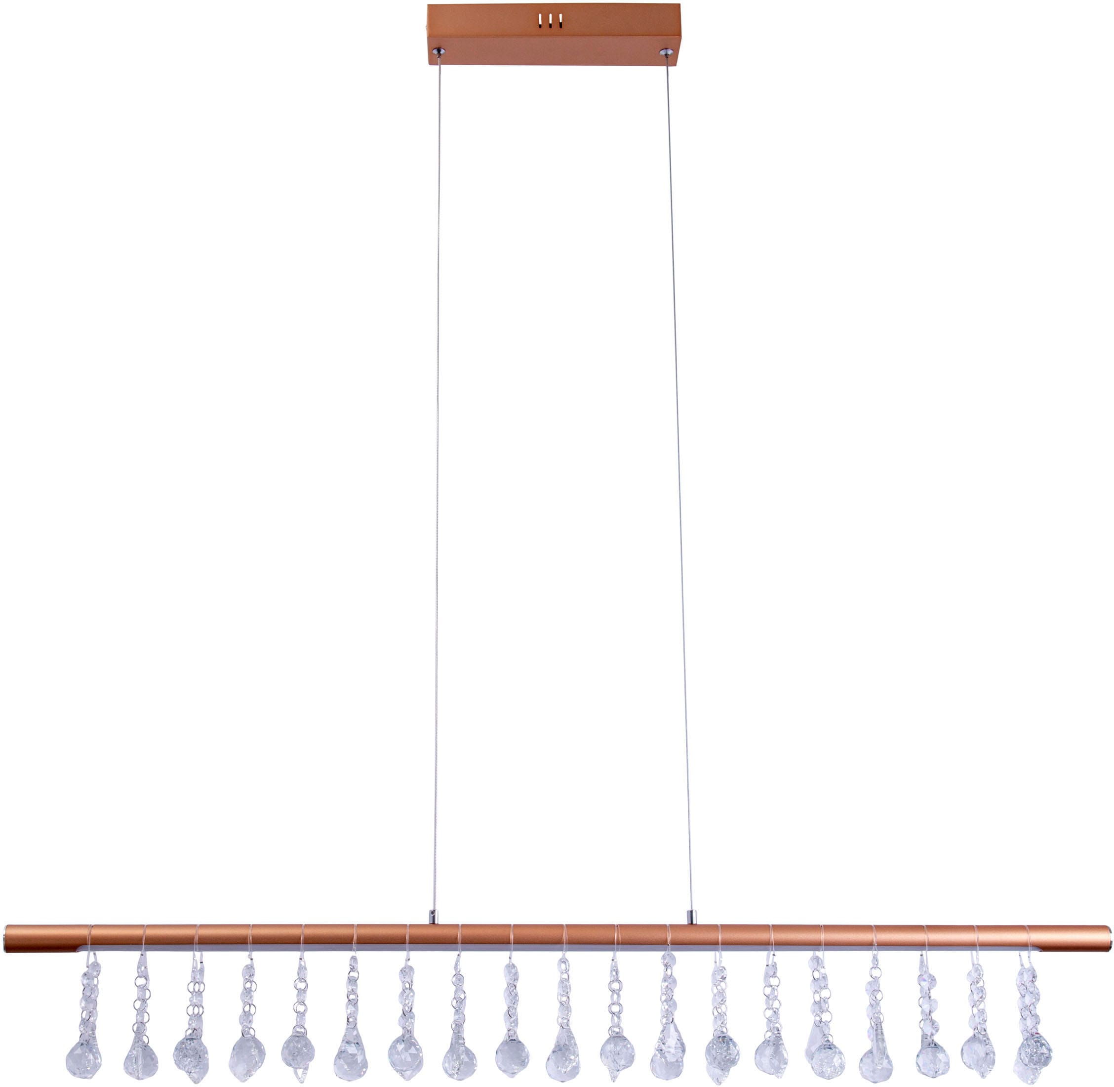 näve LED Pendelleuchte »Nobilis«, 1 flammig, Leuchtmittel LED-Modul | LED fest integriert, Hängeleuchte, dimmbar, warmweiß, L: 100cm, gold