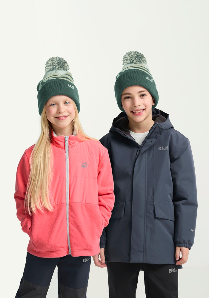 Jack Wolfskin Bommelmütze »STRIPY POMPOM BEANIE K« Bommelmütze für Kinder, warm, bequem