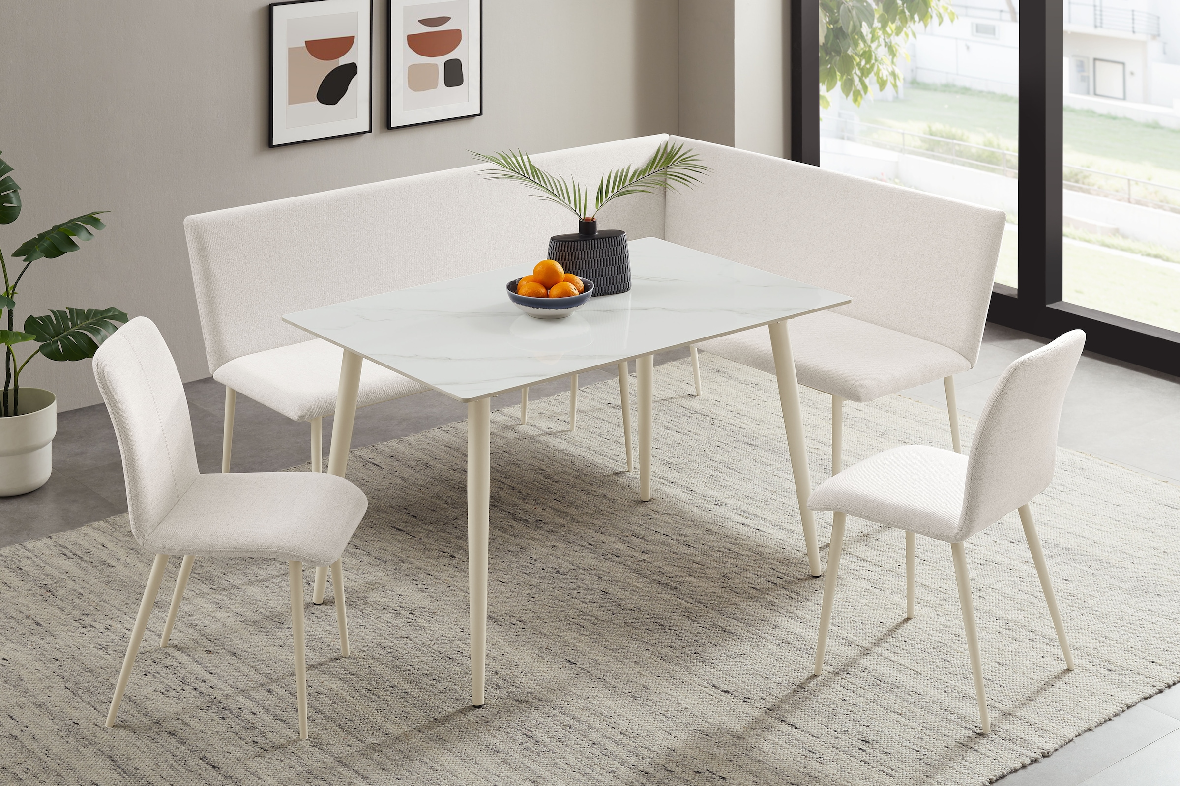 OTTO home 4-Fußstuhl »Allyae« (Set) edlem Strukturstoff, modernem Design und robustem Metallgestell