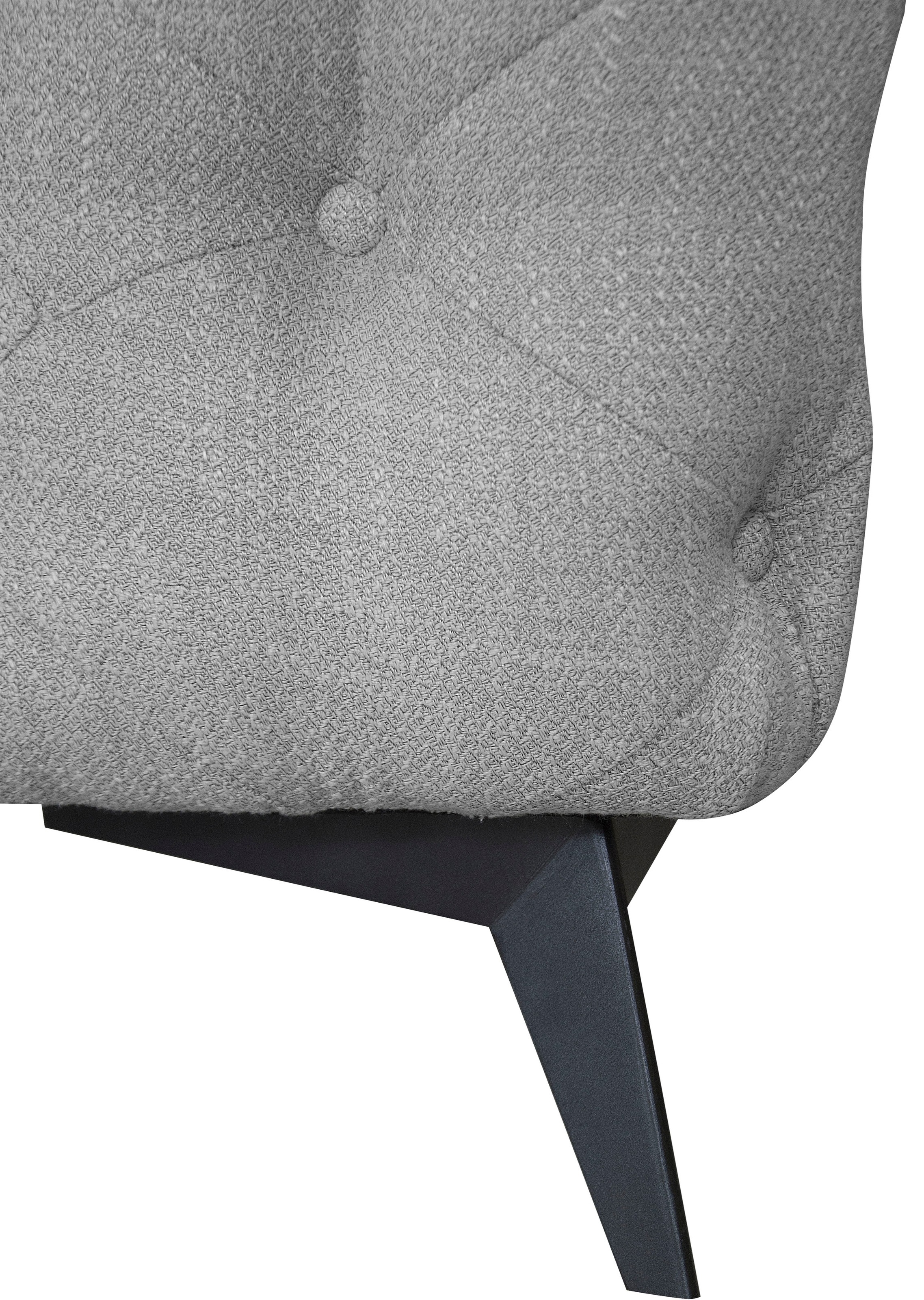 Leonique Chesterfield-Sofa »Ecksofa GLYNIS L-Form mit Wellenunterfederung, Maße B/T/H 323/264/75cm«, aufwändige Knopfheftung, moderne Chesterfield Optik, Fußfarbe wählbar