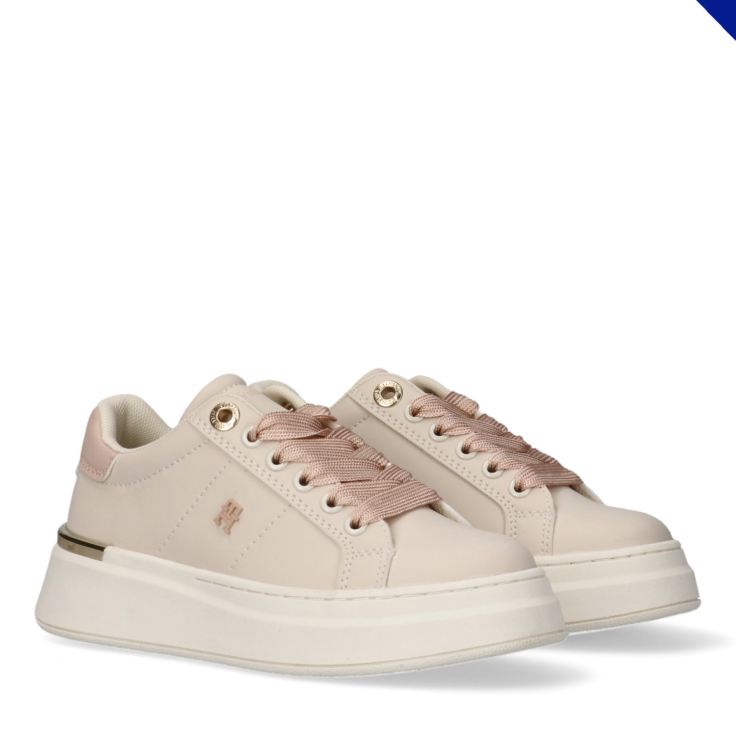 Tommy Hilfiger Sneaker  Freizeitschuh, Halbschuh, Schnürer mit goldfarbenen Besätzen