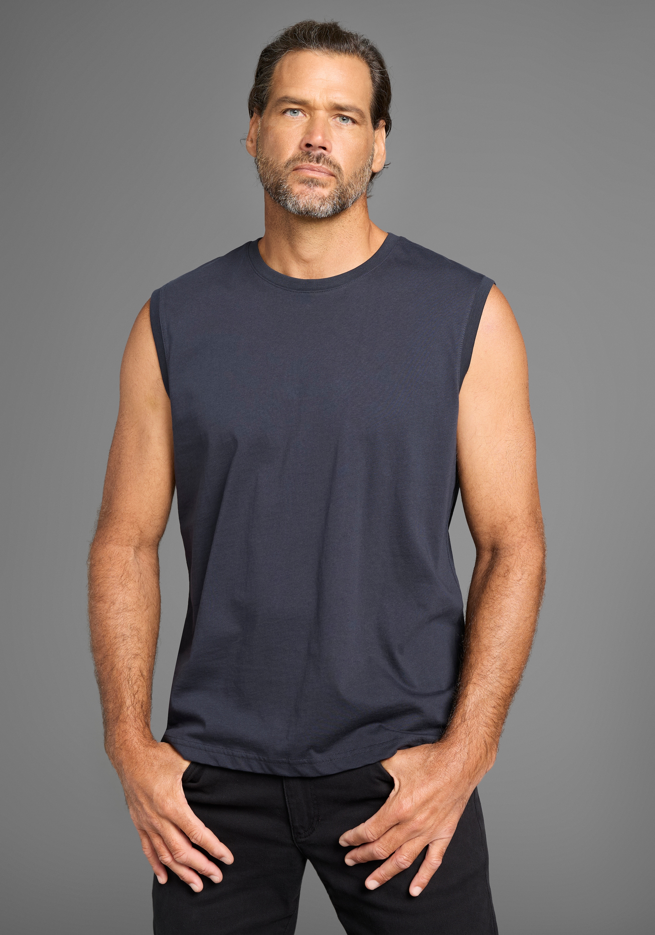 Man's World Muscleshirt, (2er-Pack), ärmellos, bedruckt, Rundhalsausschnitt, aus 100% Baumwolle