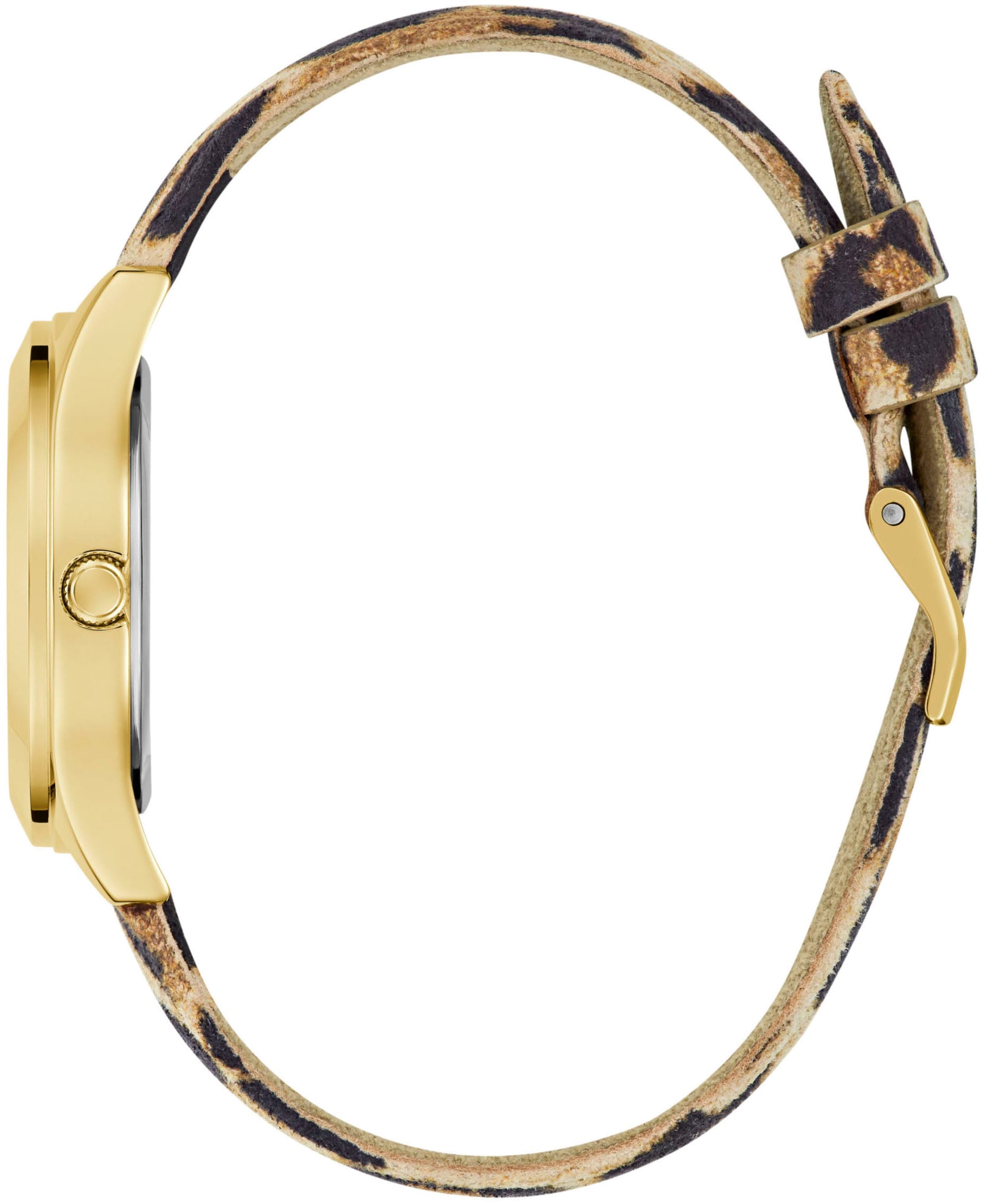 Guess Quarzuhr »GLITZ PLAQUE«, Armbanduhr, Damenuhr, Lederarmband