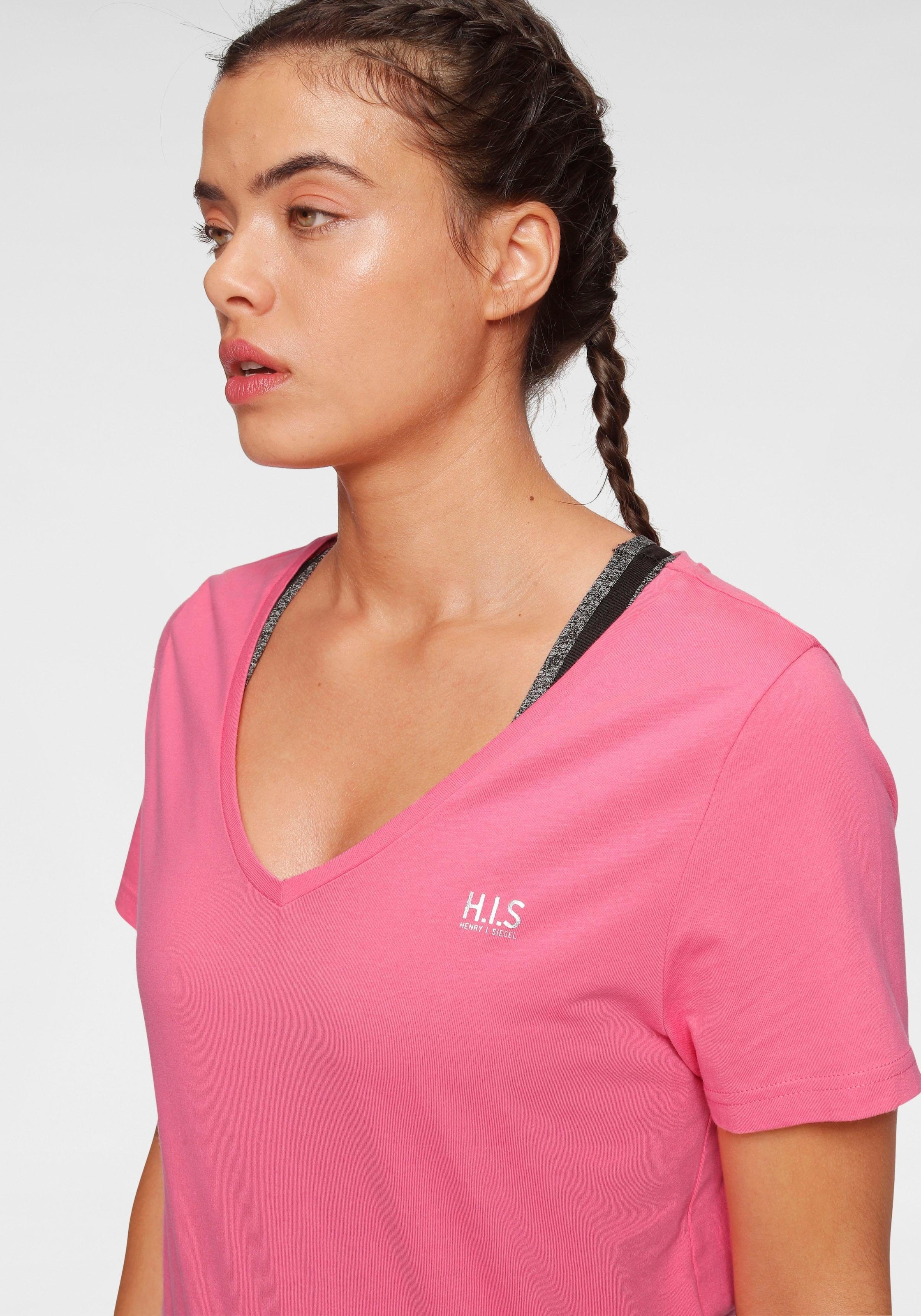 H.I.S T-Shirt »Essential-Basics«, figurumspielender Schnitt, aus Baumwolle