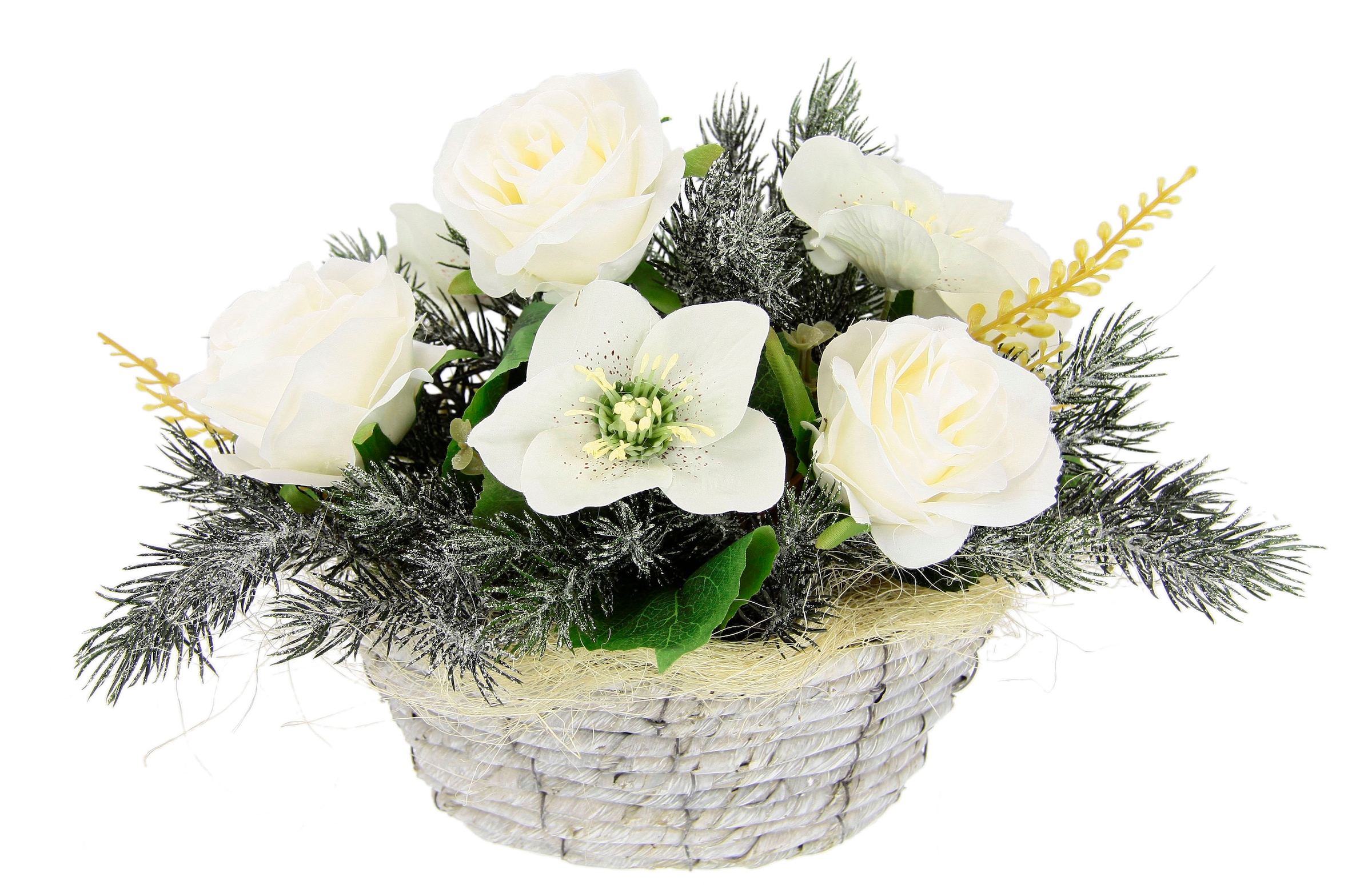 I.GE.A. Kunstblume »Arrangement«, Rosen und Christrose im Korb,  Blumengesteck bequem bestellen