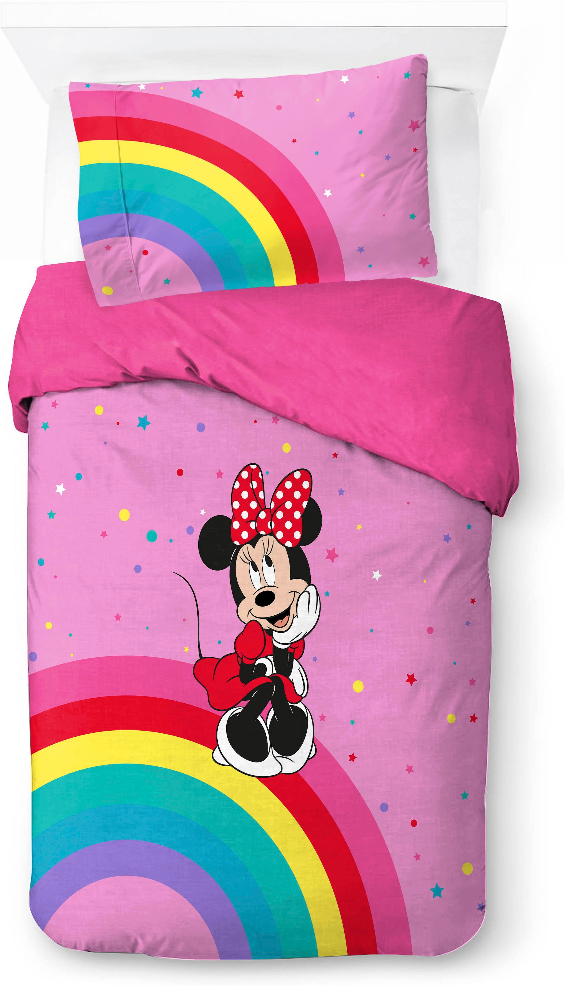 Disney Kinderbettwäsche »Minnie Mouse Rainbow« 2 100% Baumwolle