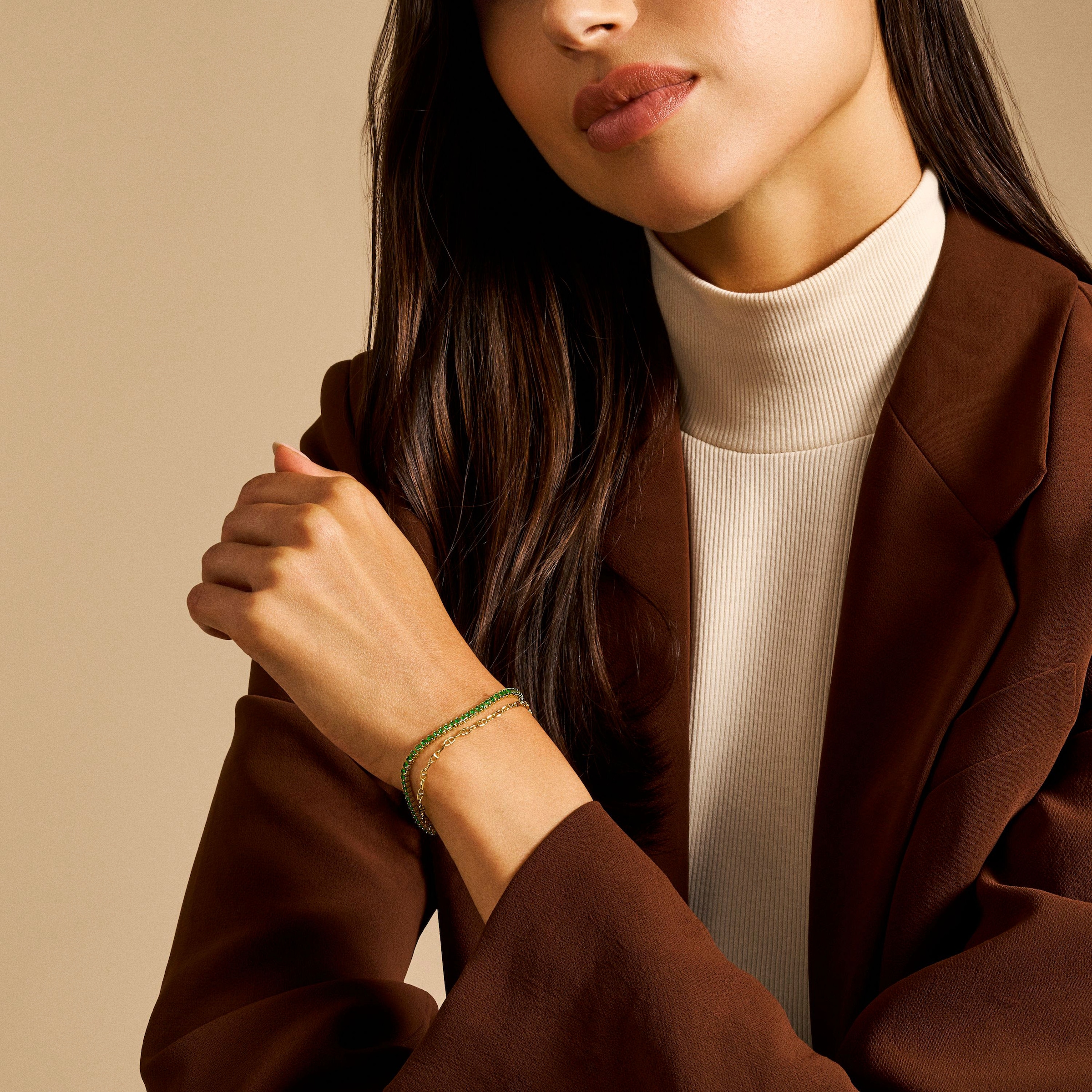 Fossil Armband »Schmuck Geschenk Metall Armkette Heritage« mit Glasstein