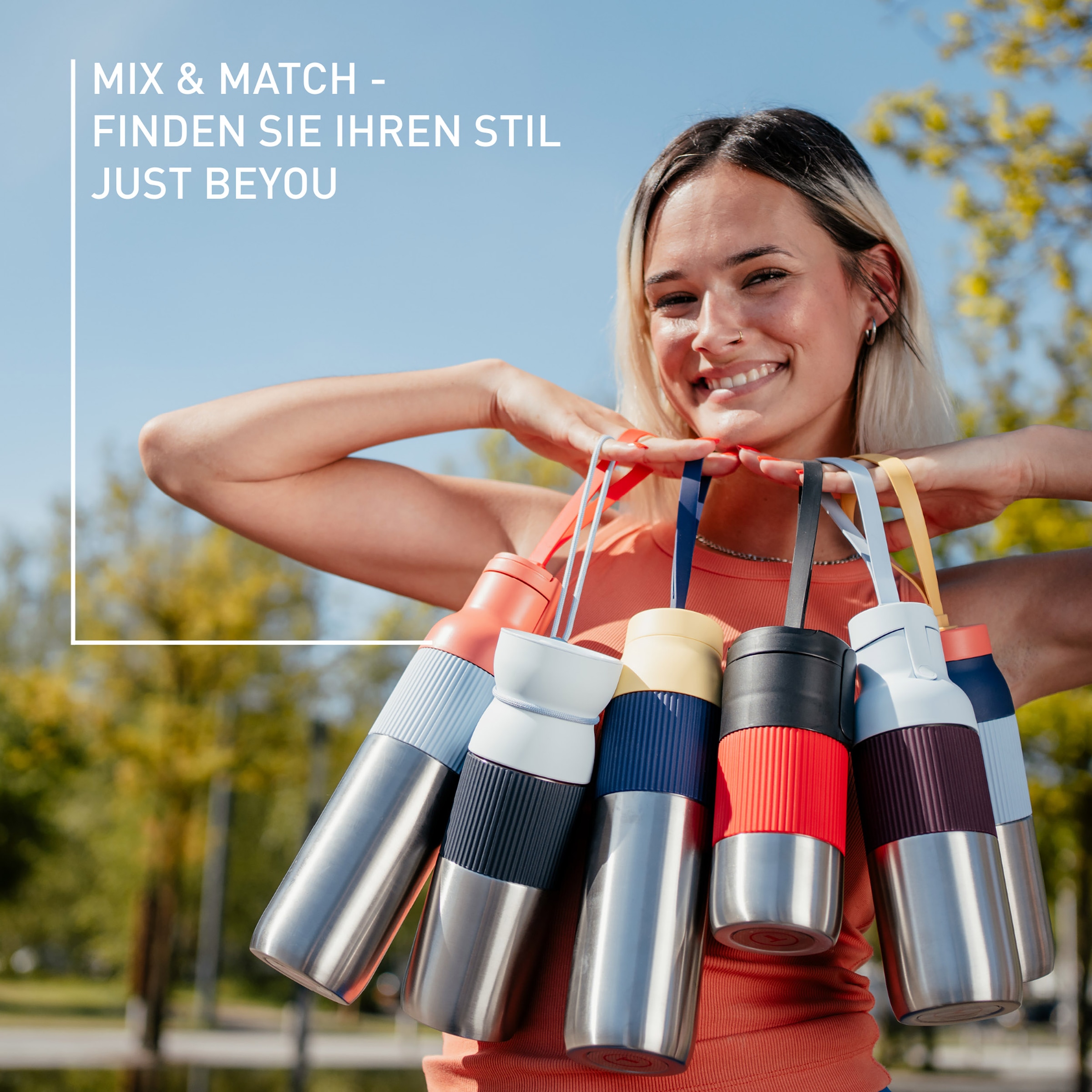 Emsa Isolierflasche »beYou Twist« mit integriertem Sieb und Trageband, 100% dicht, spülmaschinengeeignet
