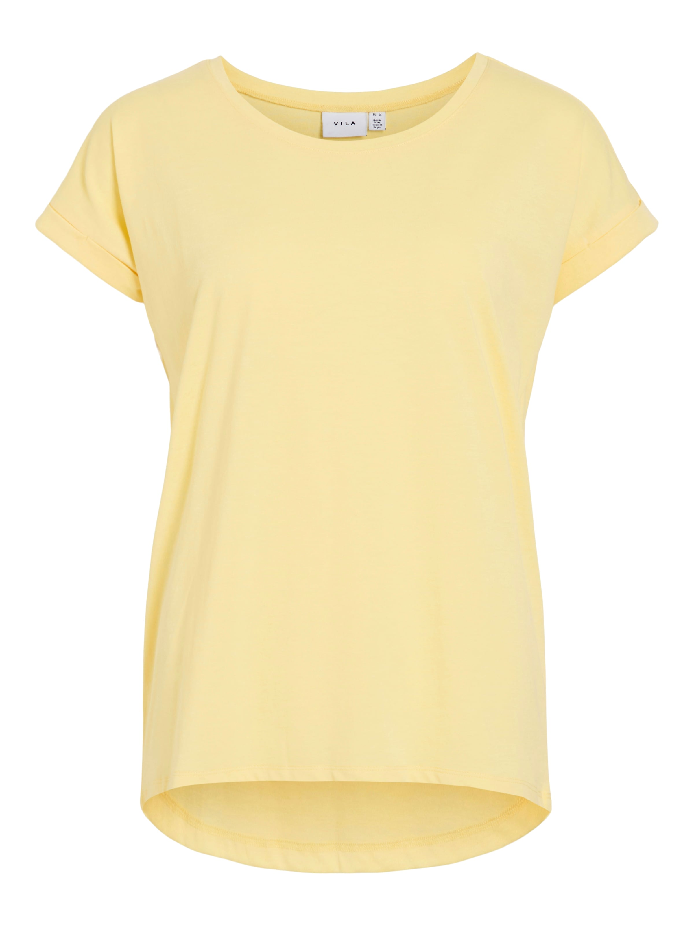 Vila Rundhalsshirt »VIDREAMERS NEW PURE T-SHIRT/SU-NOOS«, Basic Damen-T-Shirt mit Rundhalsausschnitt und umgeschlagenen Ärmeln