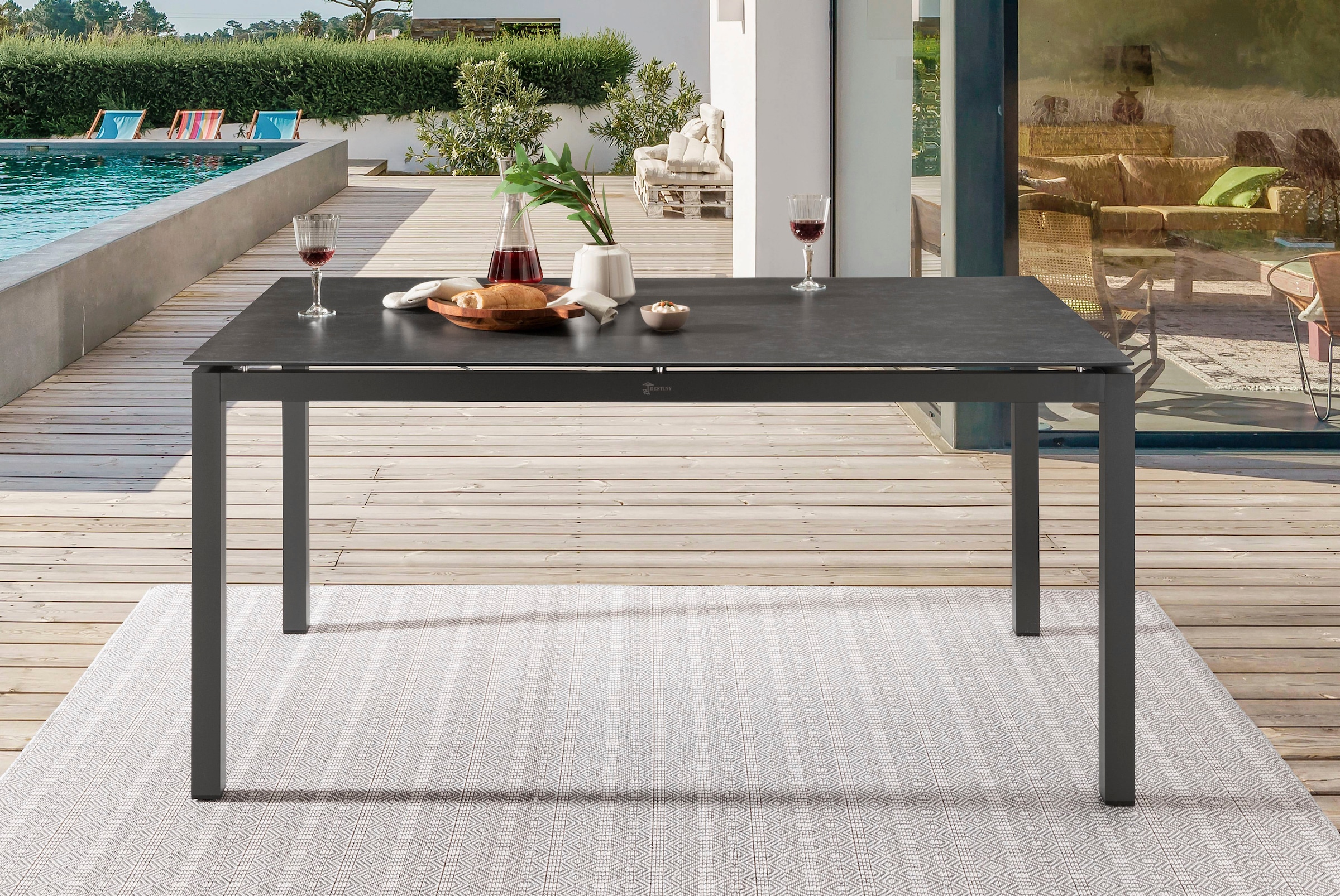 Destiny Garten-Essgruppe »GARDA CREMONA« 9 Stk. tlg. 4 Hochlehner inkl. Auflagen, 1 Tisch 160x90x74 cm