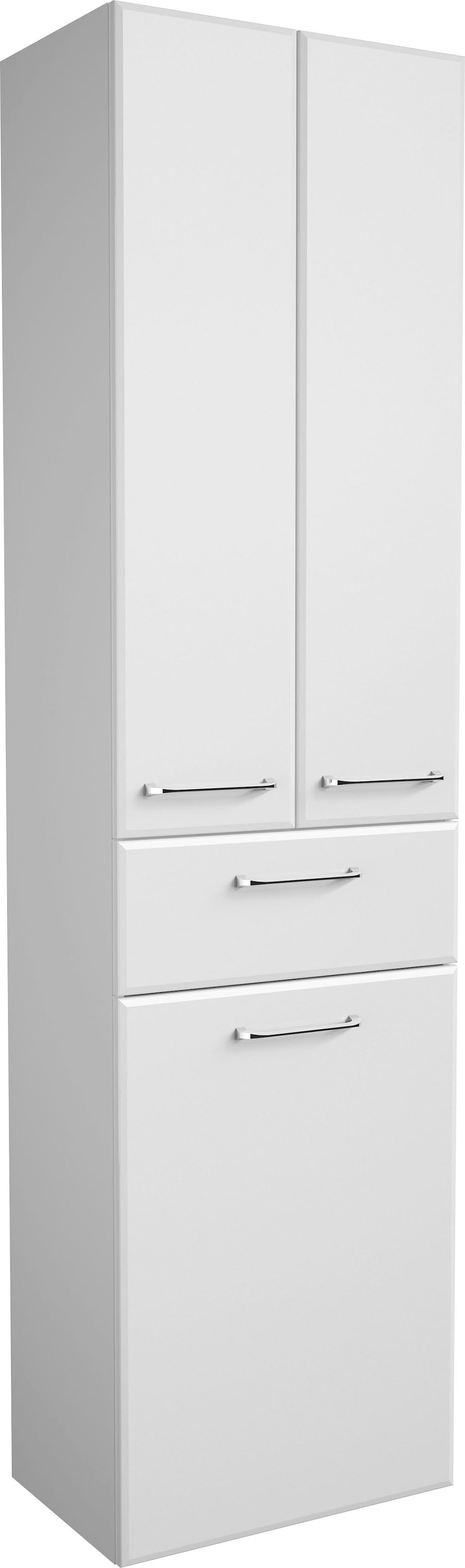 Saphir Hochschrank »Quickset Badschrank 50 cm breit, 2 Türen, 1 Schublade, 1 Wäschekippe« Badezimmer-Hochschrank inkl. Türdämpfer, Griffe in Chrom glänzend